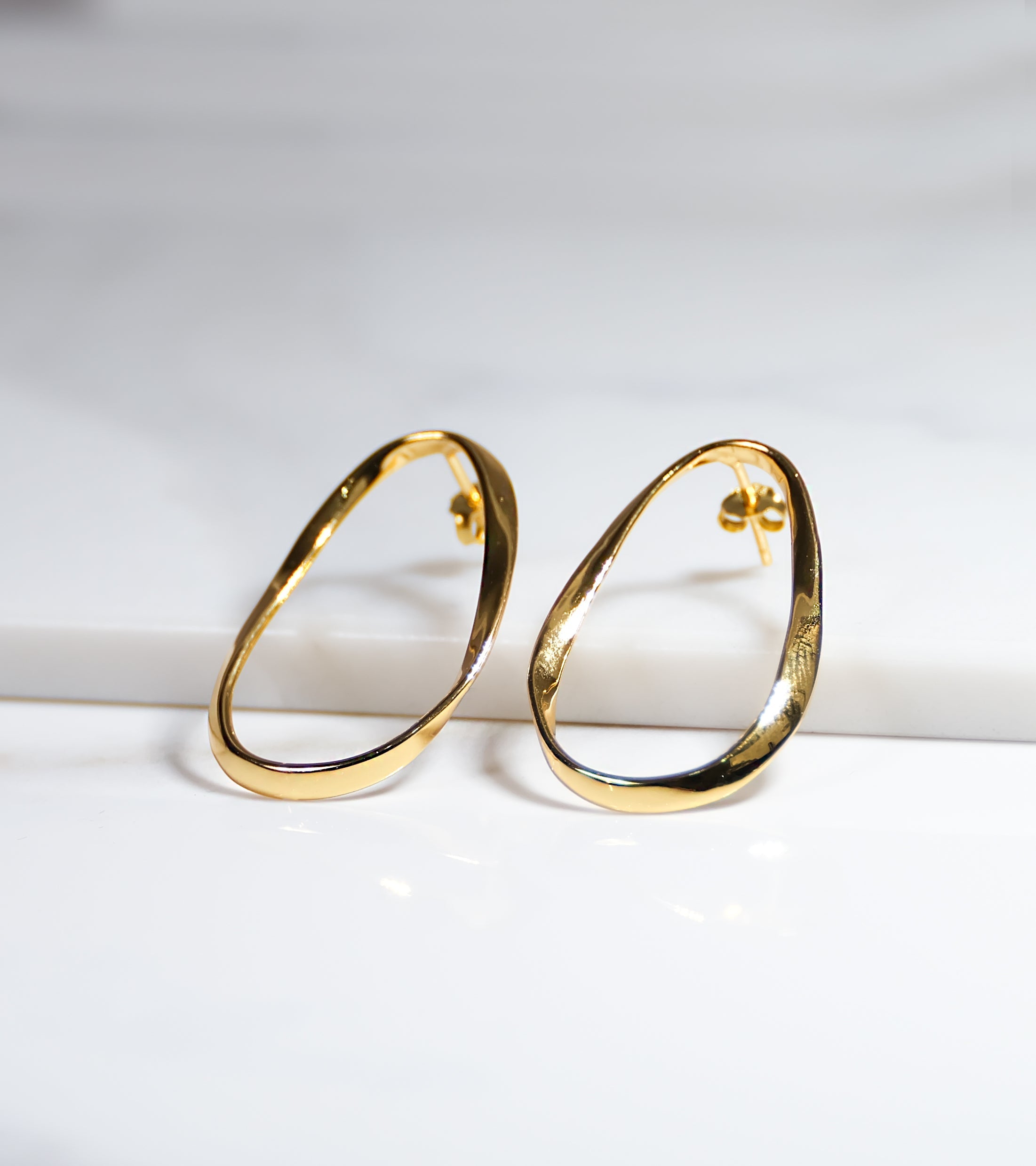 Large Modern Gold Colour Earrings