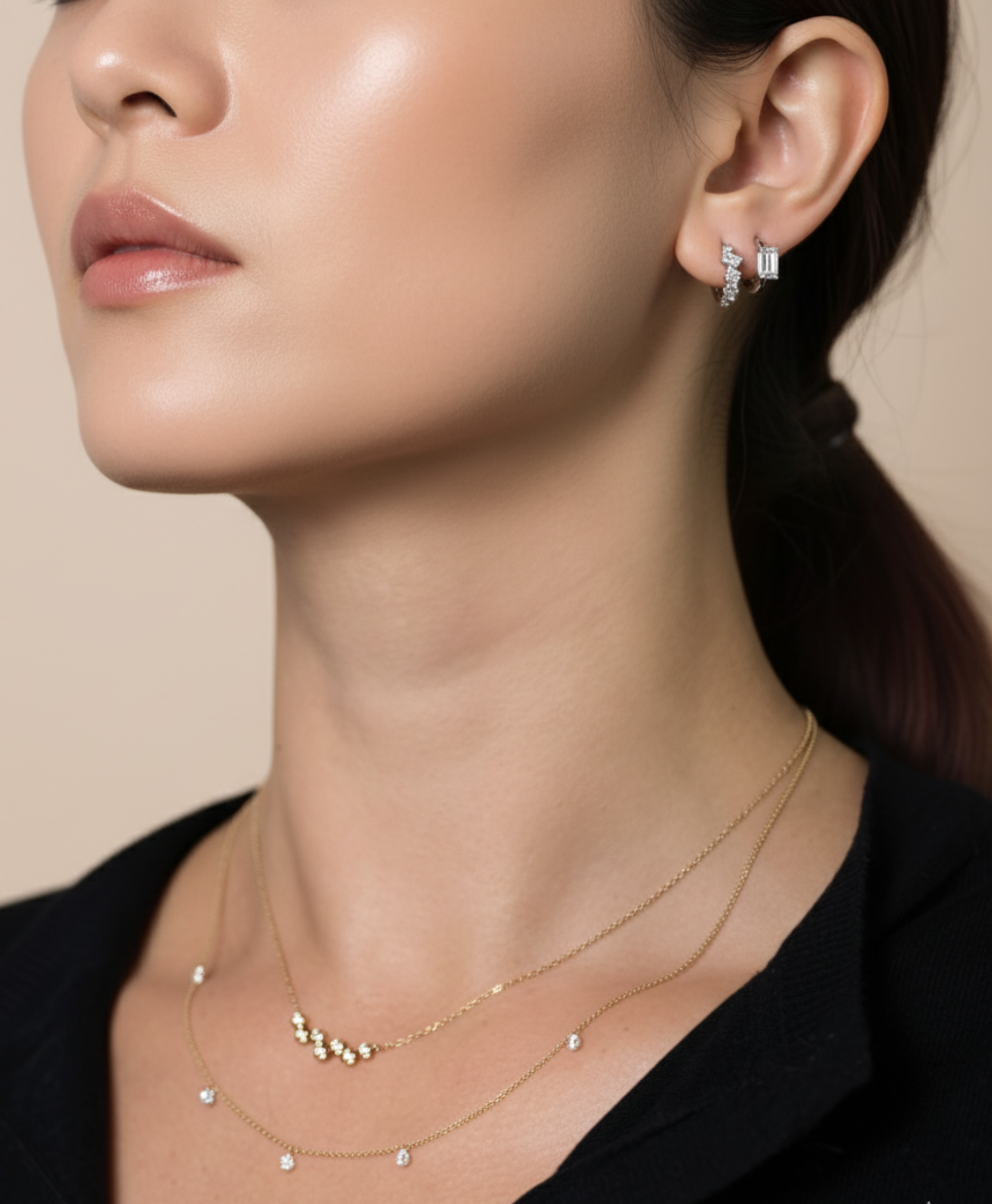 Signature Baguette Diamond Platinum Huggies