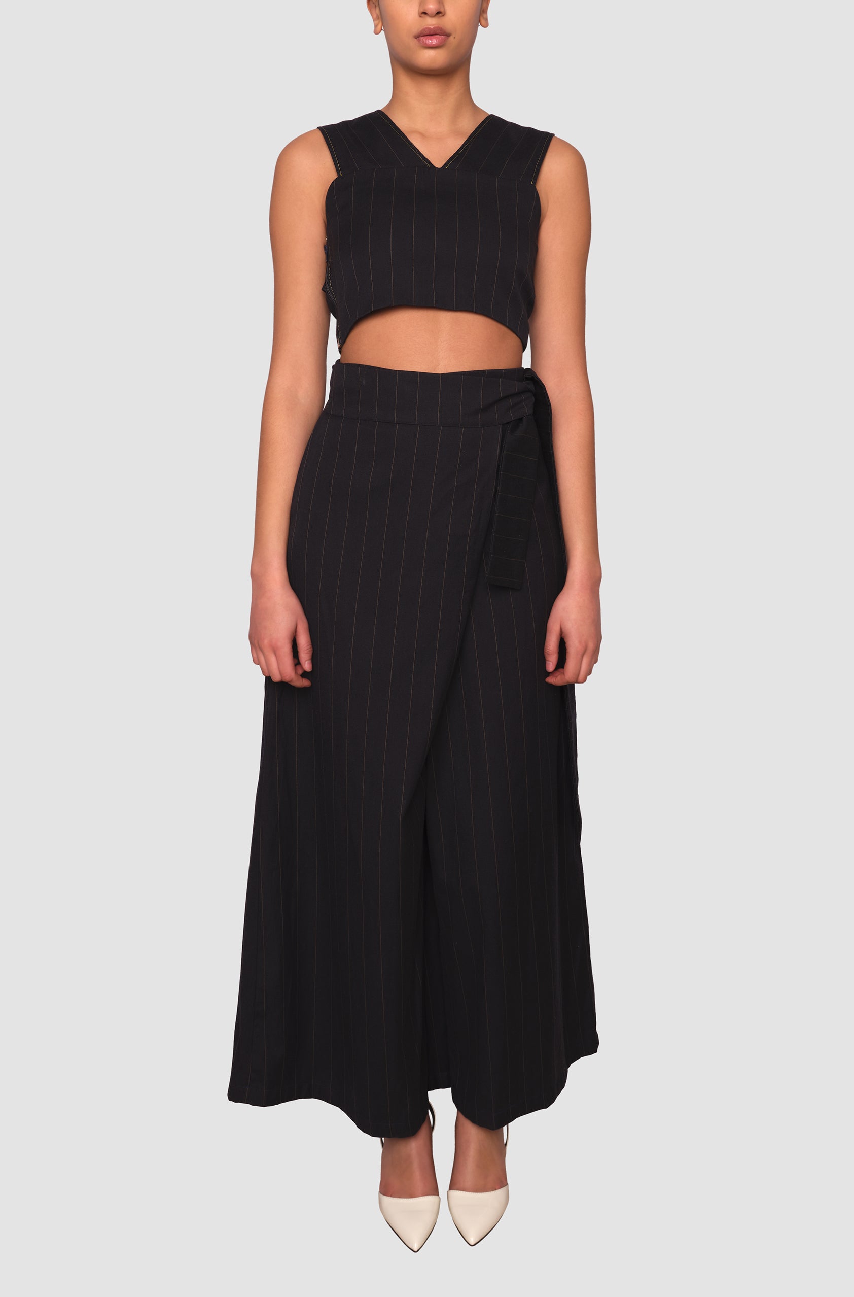 Limited Pinstripe Henley Wrap Trousers