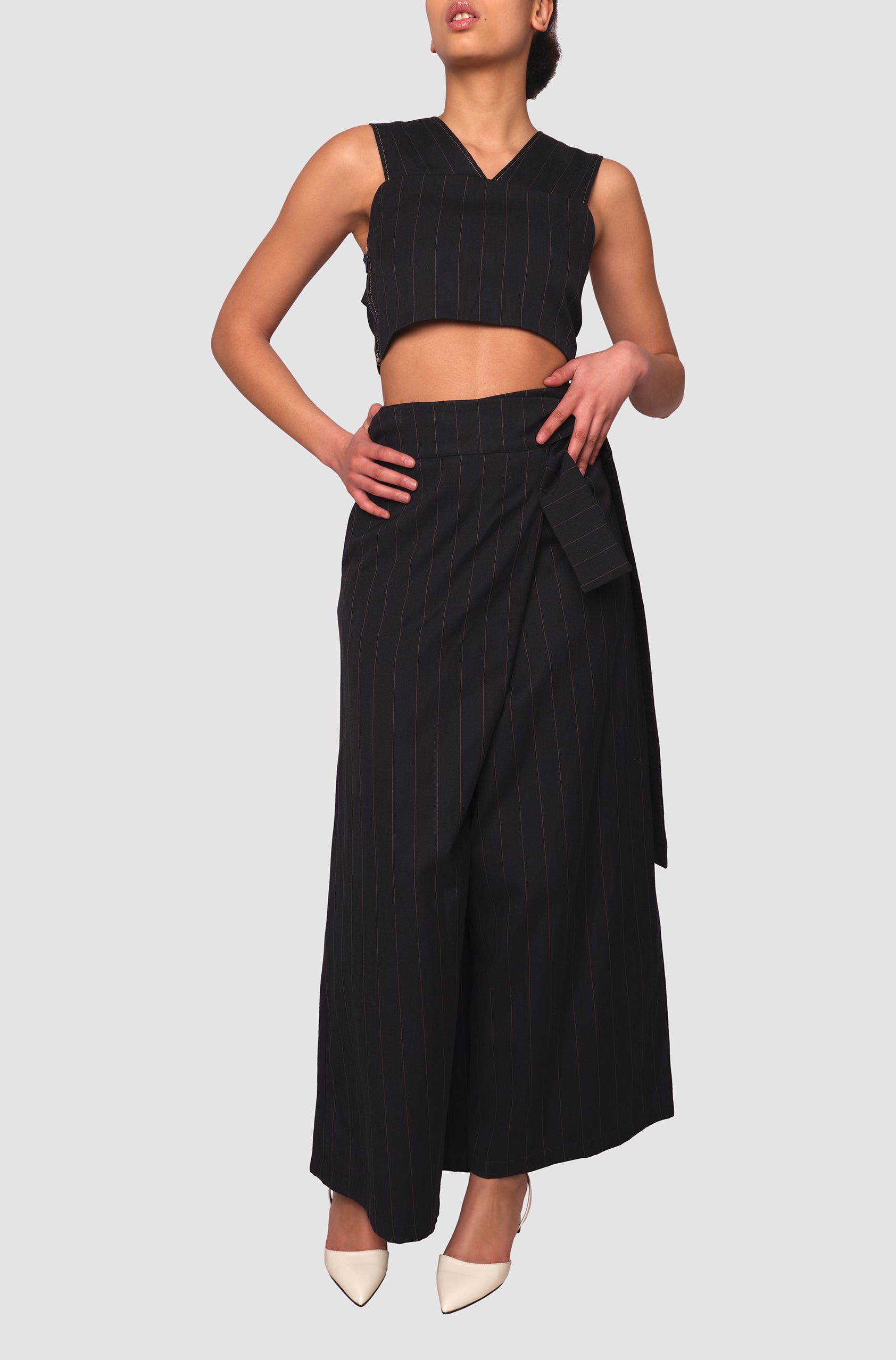 Limited Pinstripe Henley Wrap Trousers