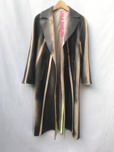 Black Painted and Laminated Wool Beige Trench Coat Jacket OPERA ABITABILE