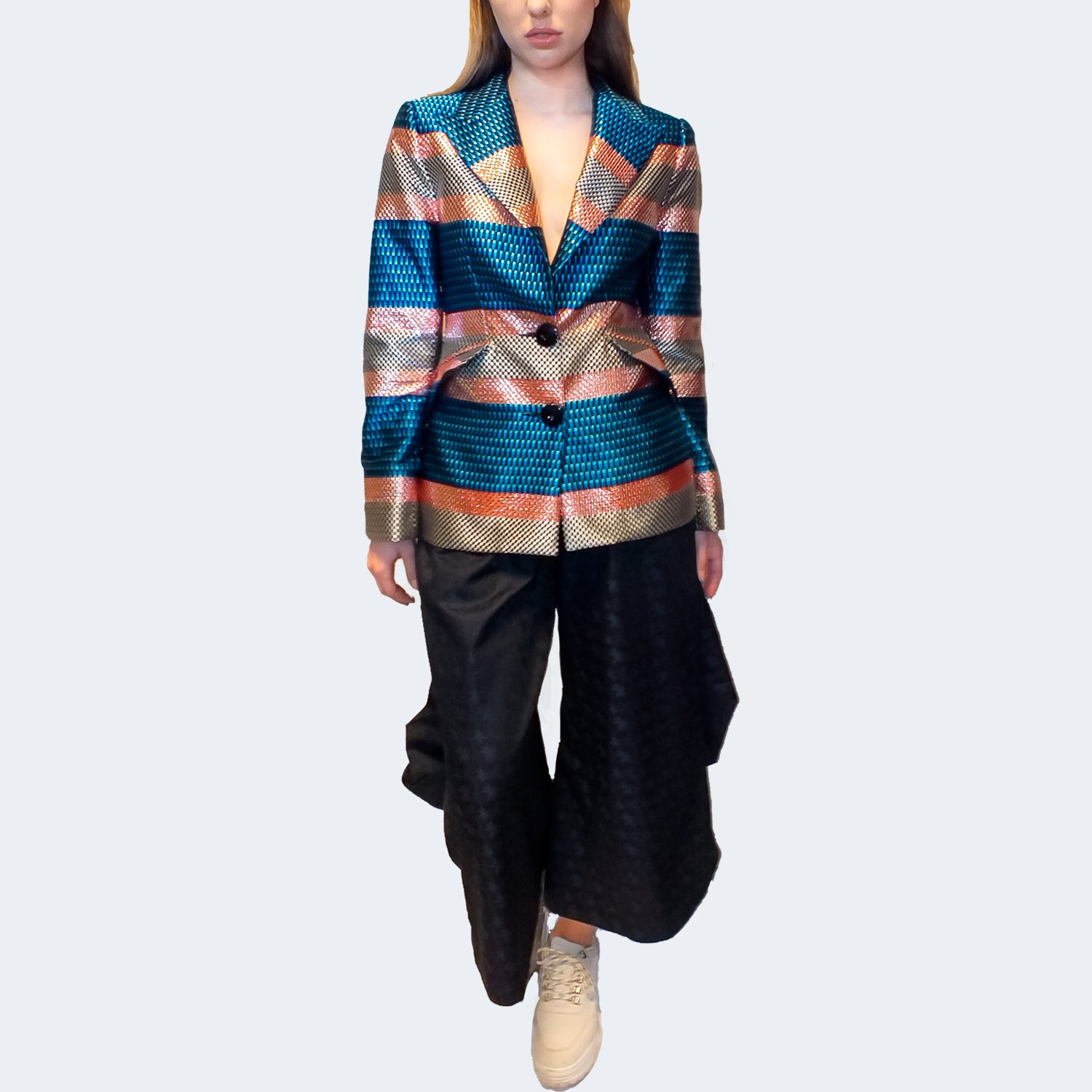 Silk Checkerboard Jacquard Jacket