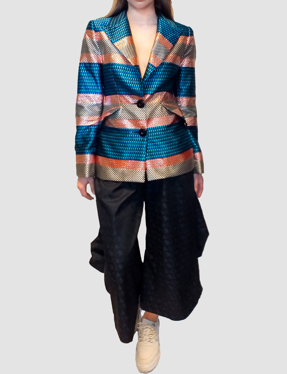 Silk Checkerboard Jacquard Jacket