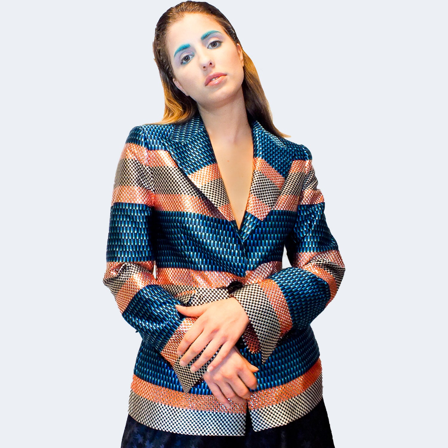 Silk Checkerboard Jacquard Jacket