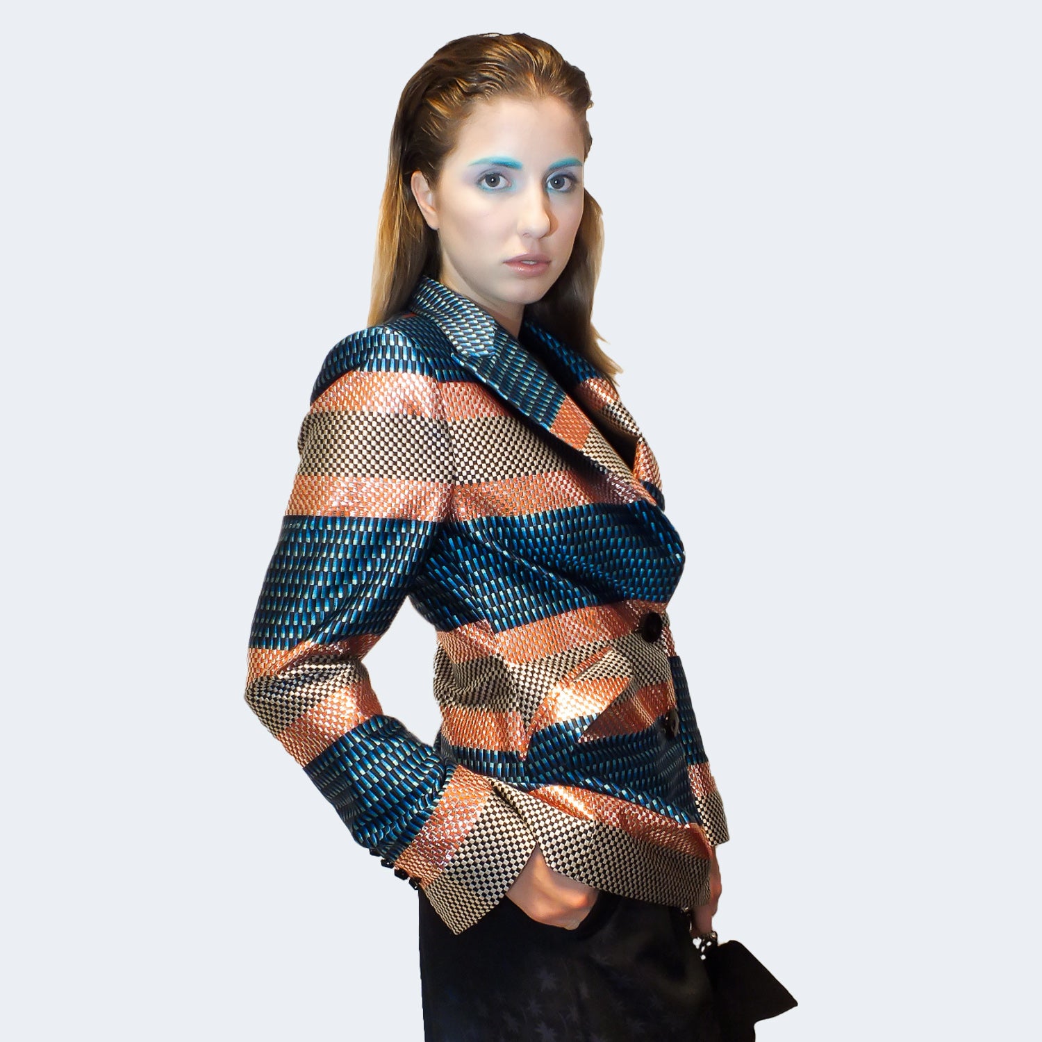 Silk Checkerboard Jacquard Jacket