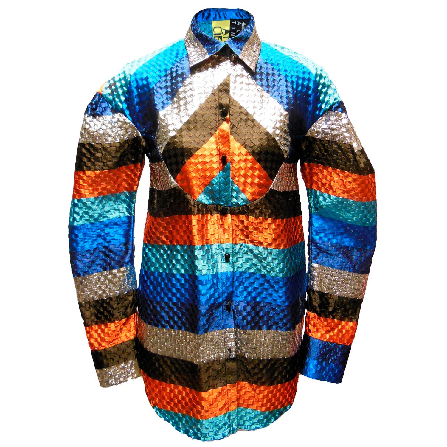Silk Stripe Open Weave Jacquard Blouse