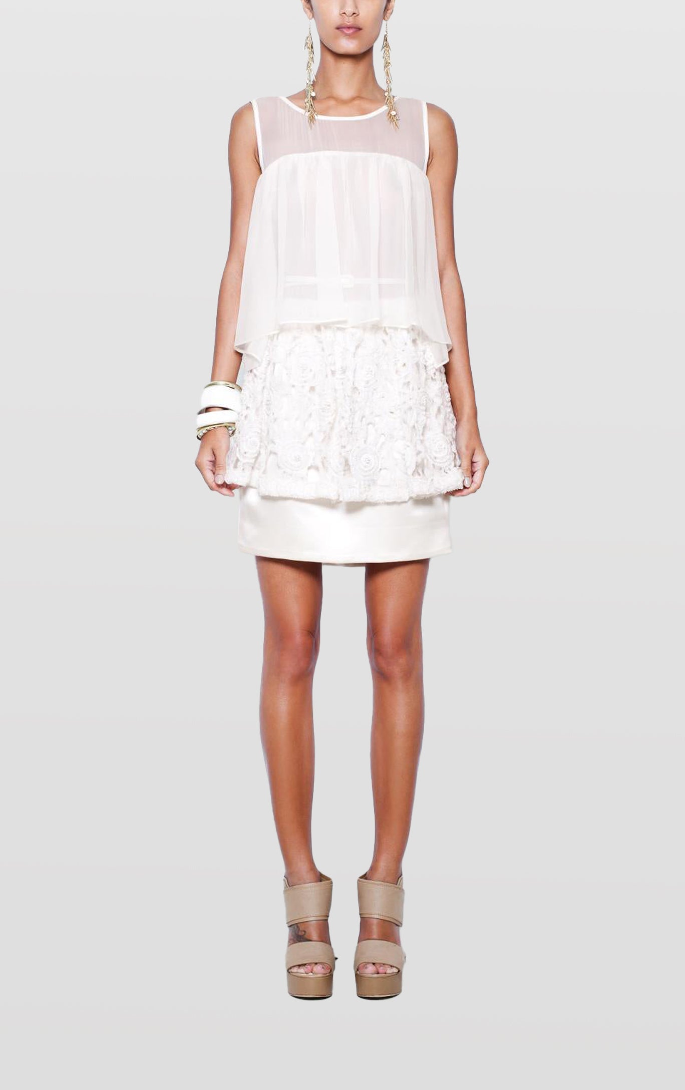 Beaded Croquet Lace Peplum Cocktail