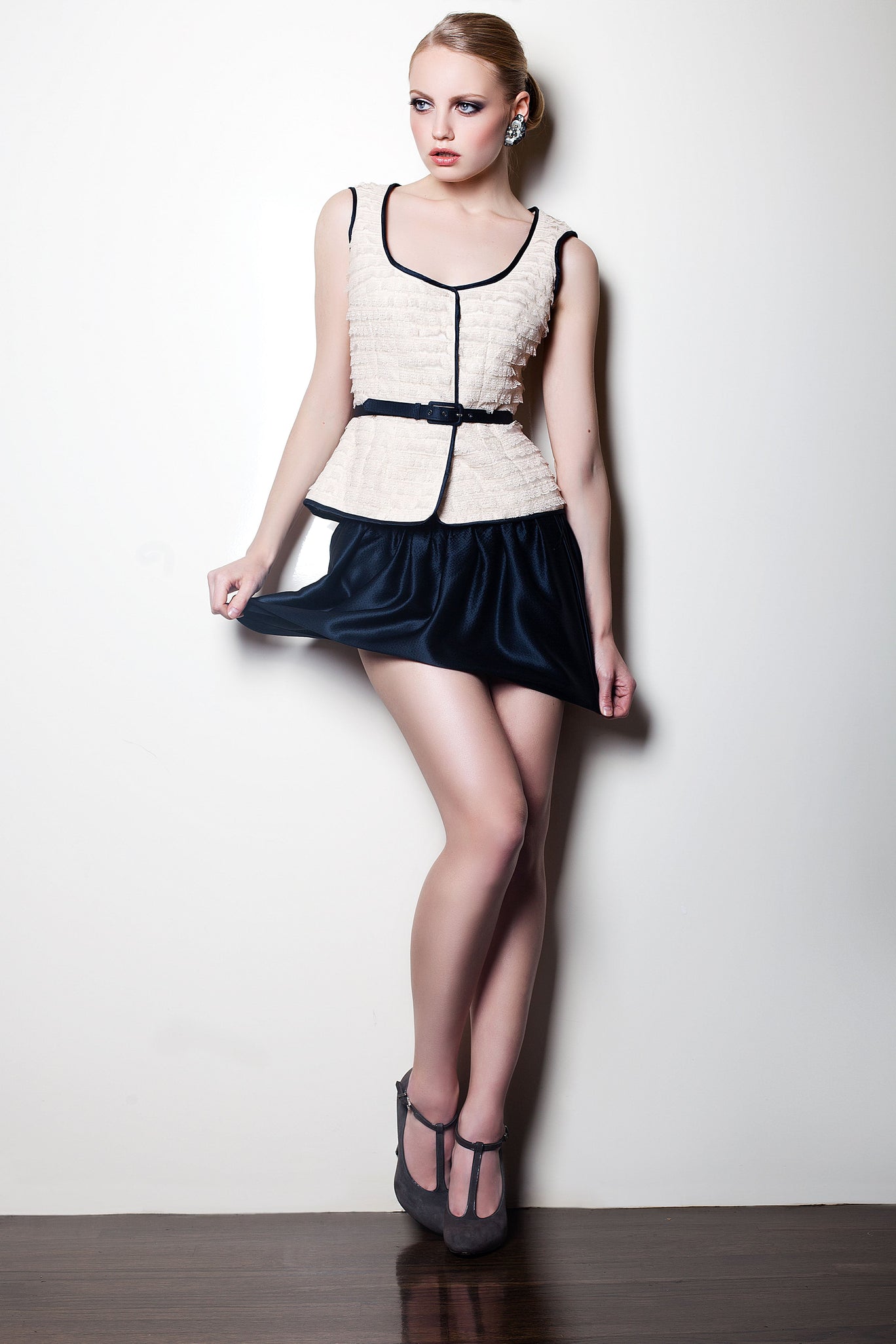 Sustainable Fashion | CELESTINO | Couture | Hudson Valley | Hudson New York | Lace | Ruffle | Tank Peplum | Blouse | Hammered Silk Charmeuse | Mini Skirt