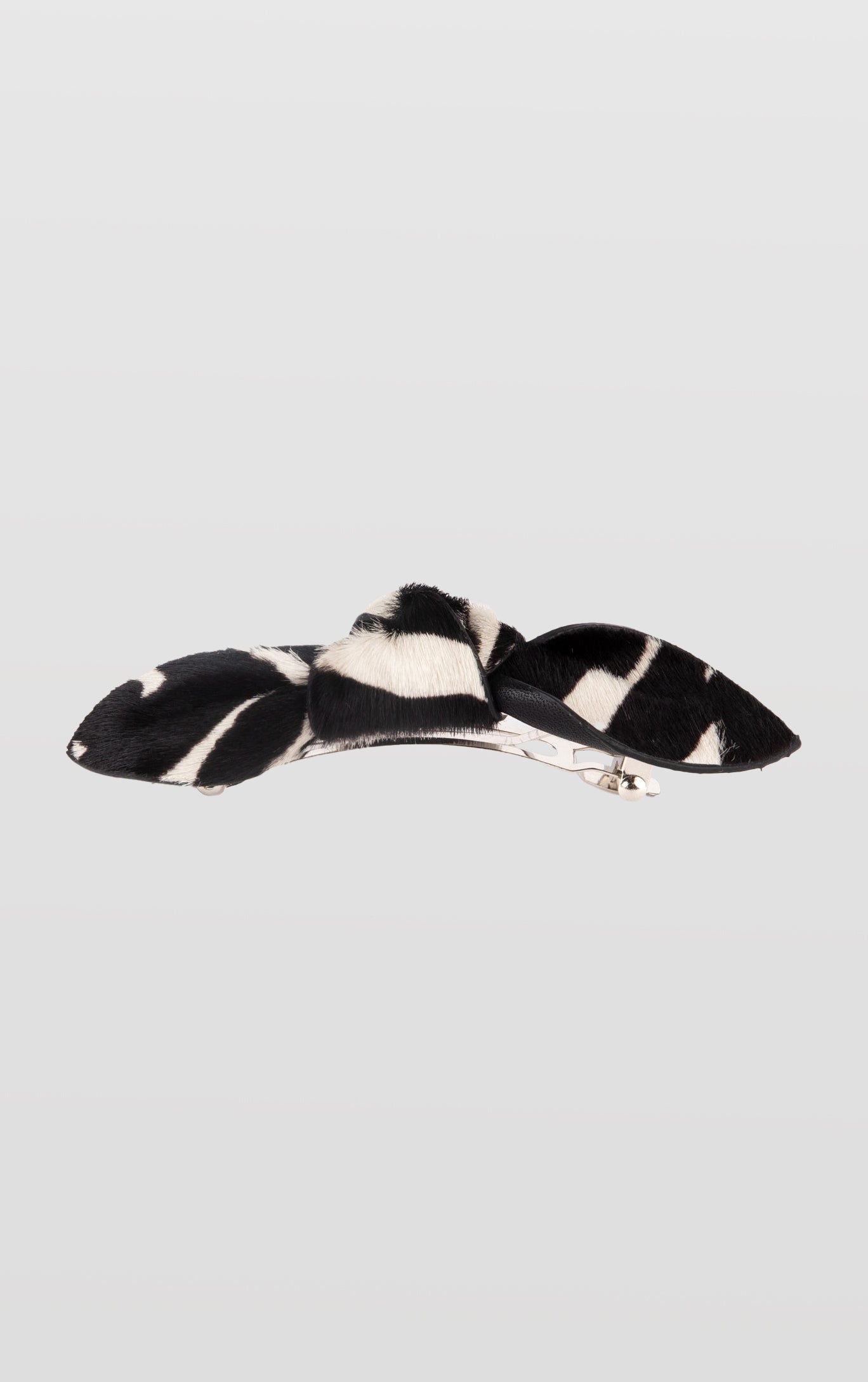 Charlotte Leather Knot Hair Barrette, Zebra Print