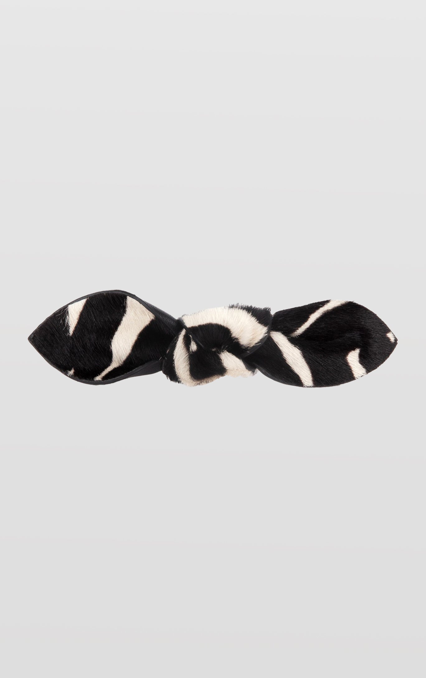 Charlotte Leather Knot Hair Barrette, Zebra Print