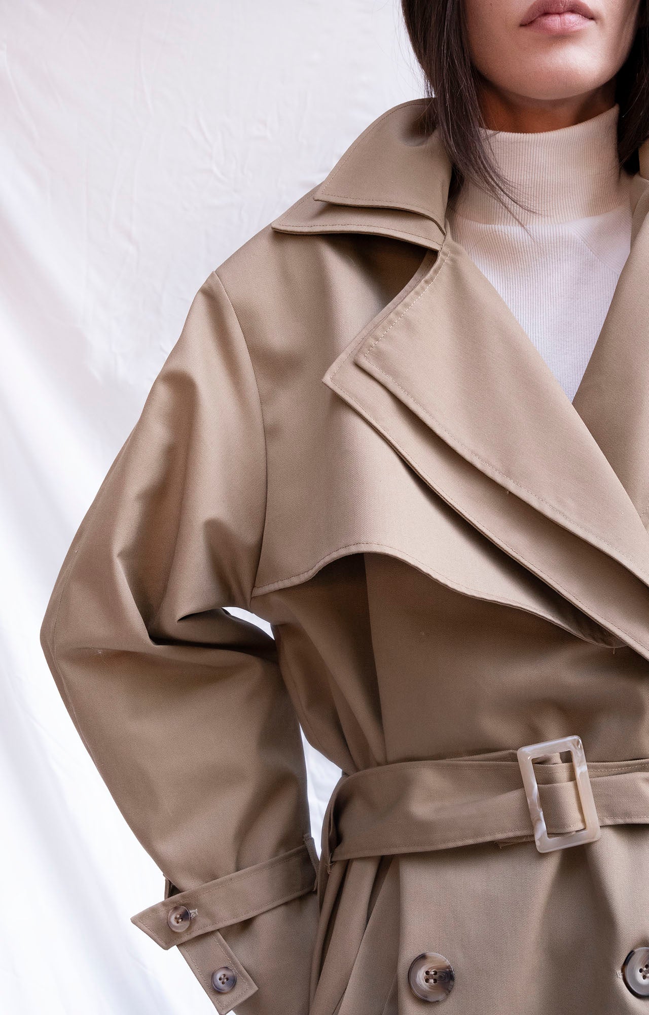Cream oversized trench coat