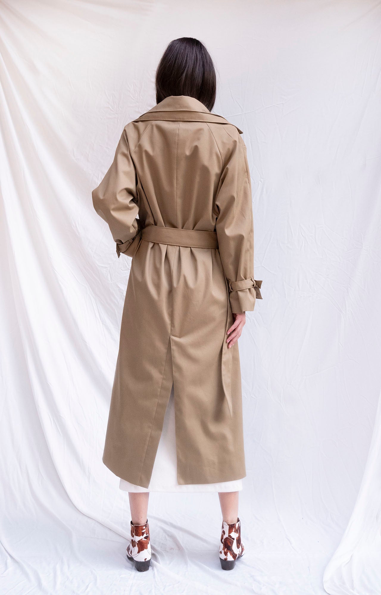 Cream oversized trench coat