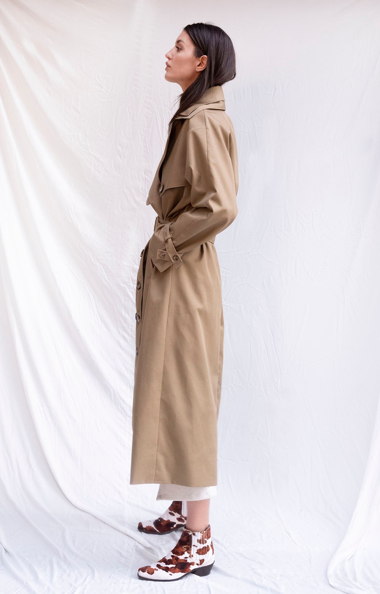 Cream oversized trench coat
