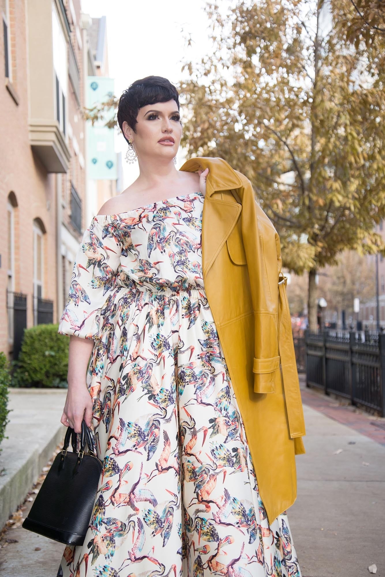 Mayes NYC Crane Maxi Dress in Cream-based color worn by model Max