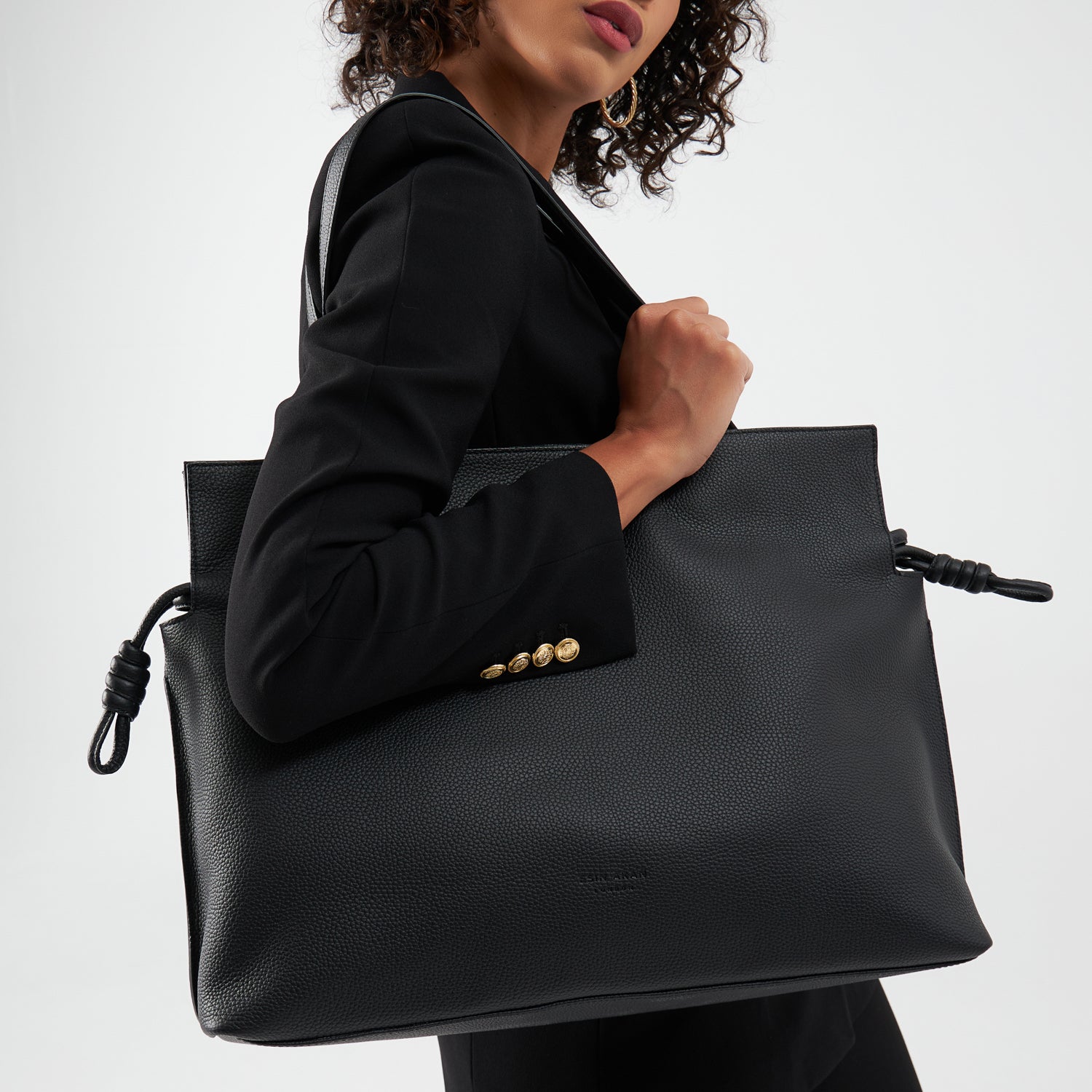 Emma, Black Leather Tote Bag