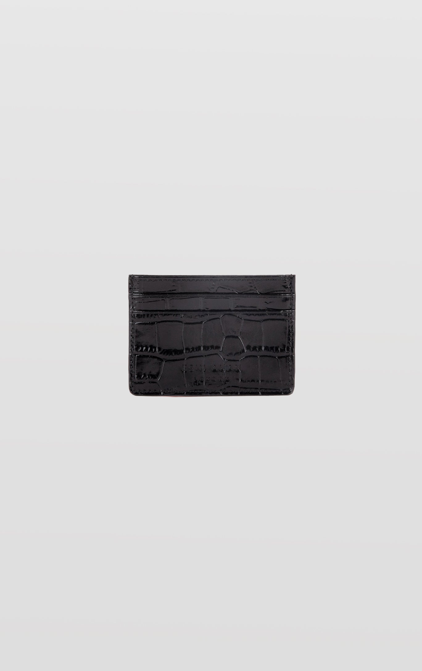 Grace Black Leather Card Case, Embossed