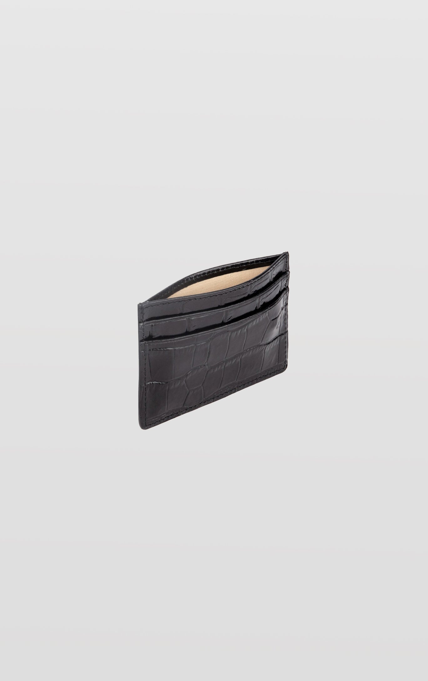 Grace Black Leather Card Case, Embossed
