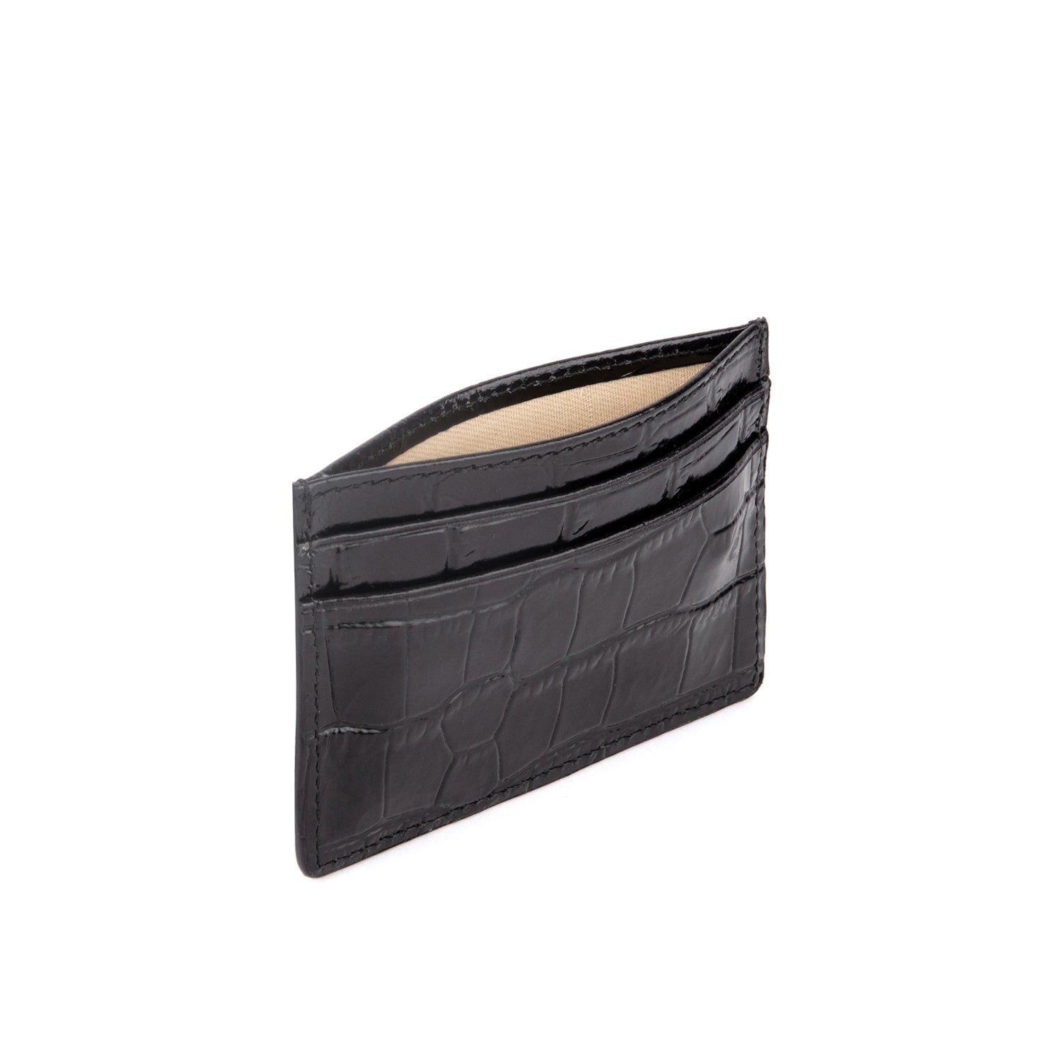 Grace Black Leather Card Case, Embossed