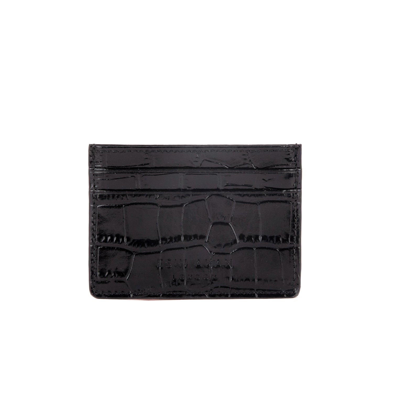 Grace Black Leather Card Case, Embossed