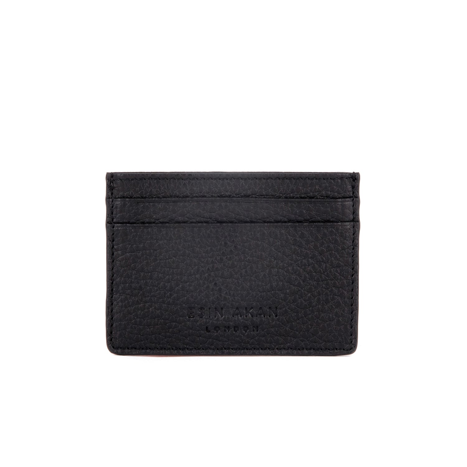 Grace Grainy Leather Card Case, Black
