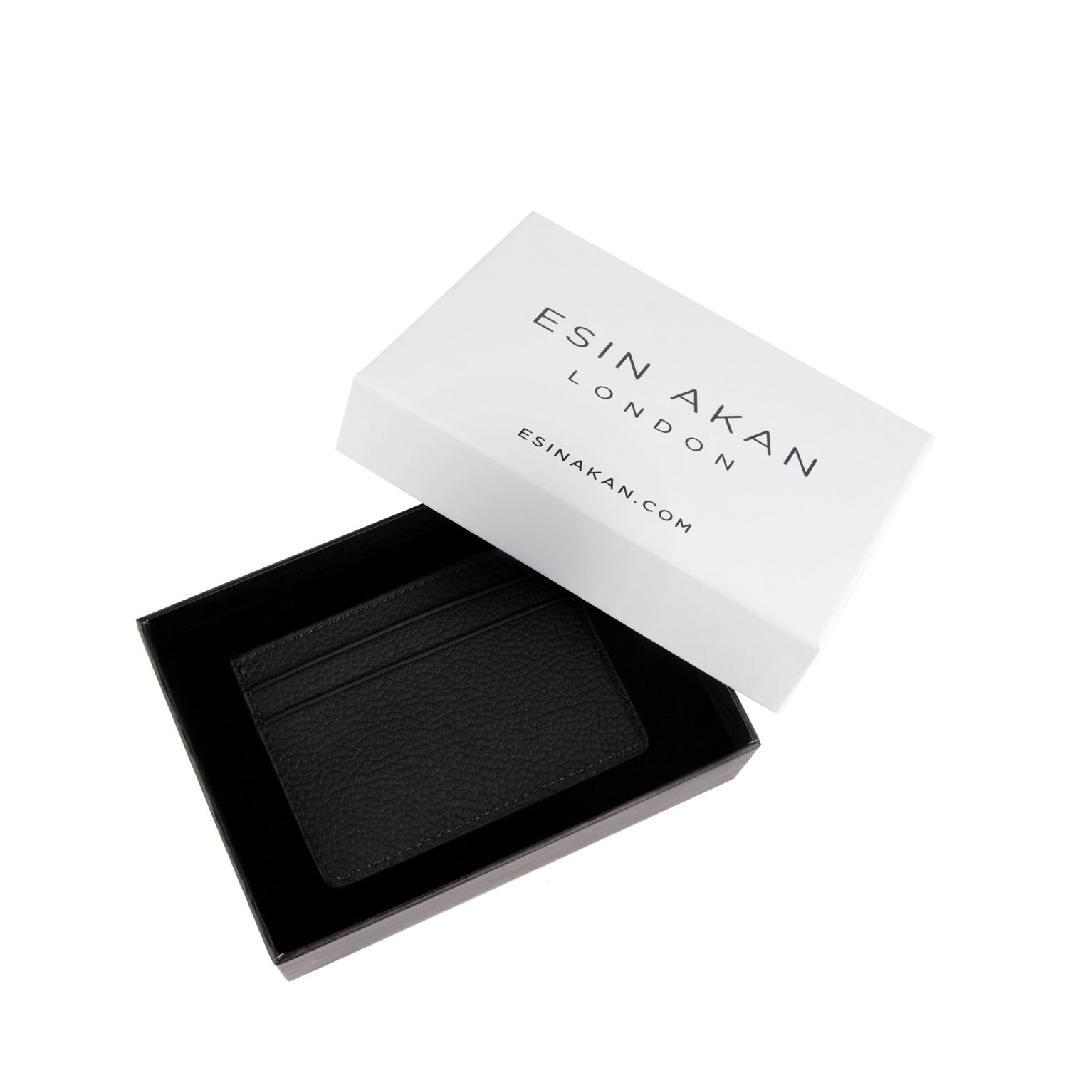 Grace Grainy Leather Card Case, Black