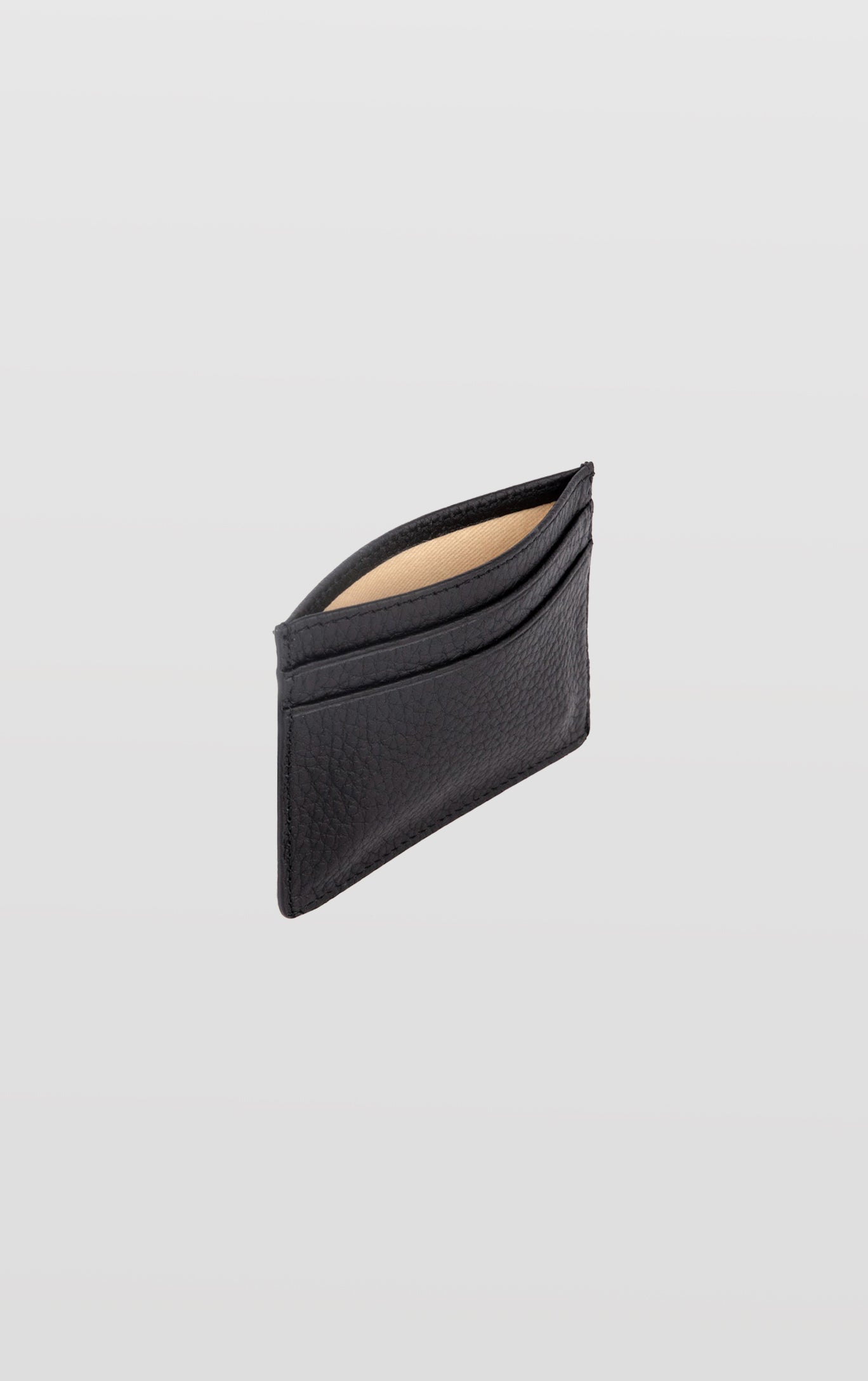 Grace Grainy Leather Card Case, Black