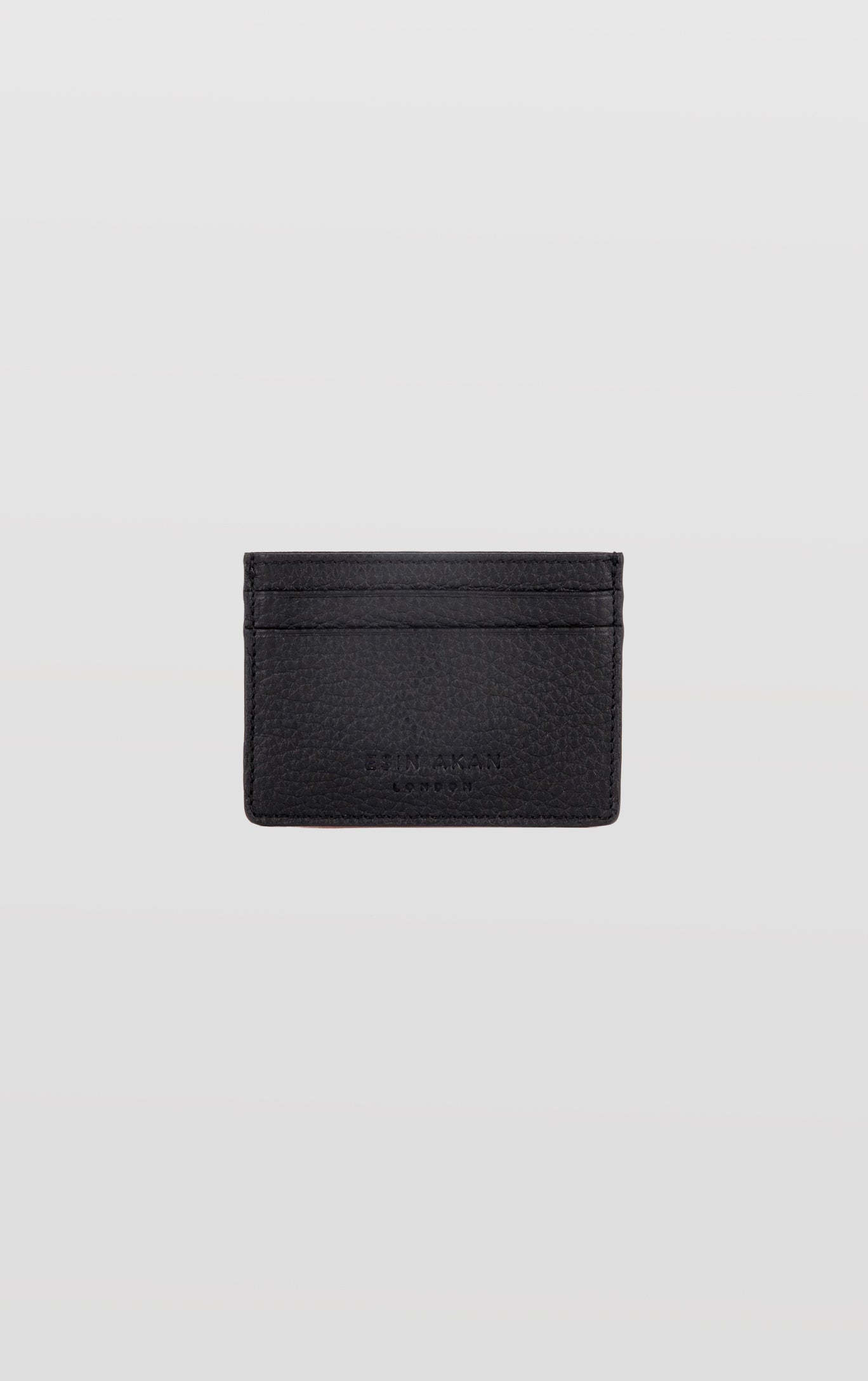 Grace Grainy Leather Card Case, Black
