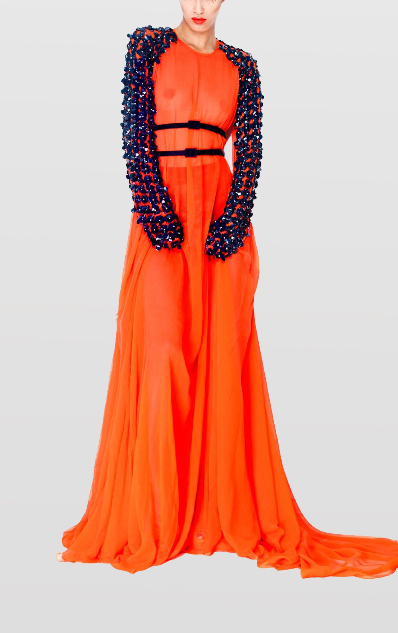 Hand Beaded Sleeved Gown