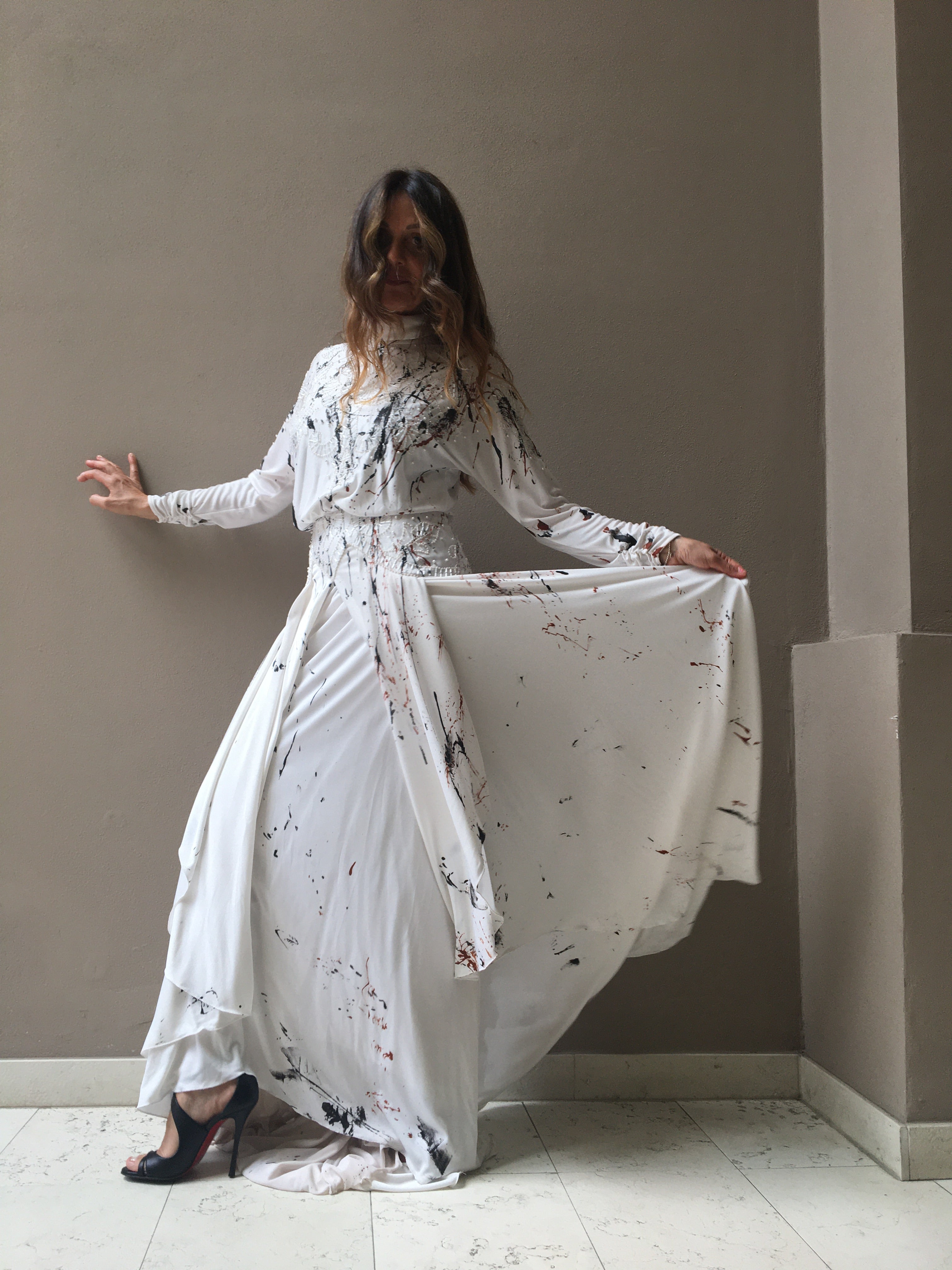 PAINTING STAINS ON EMBROIDERED BRIDAL DRESS 4