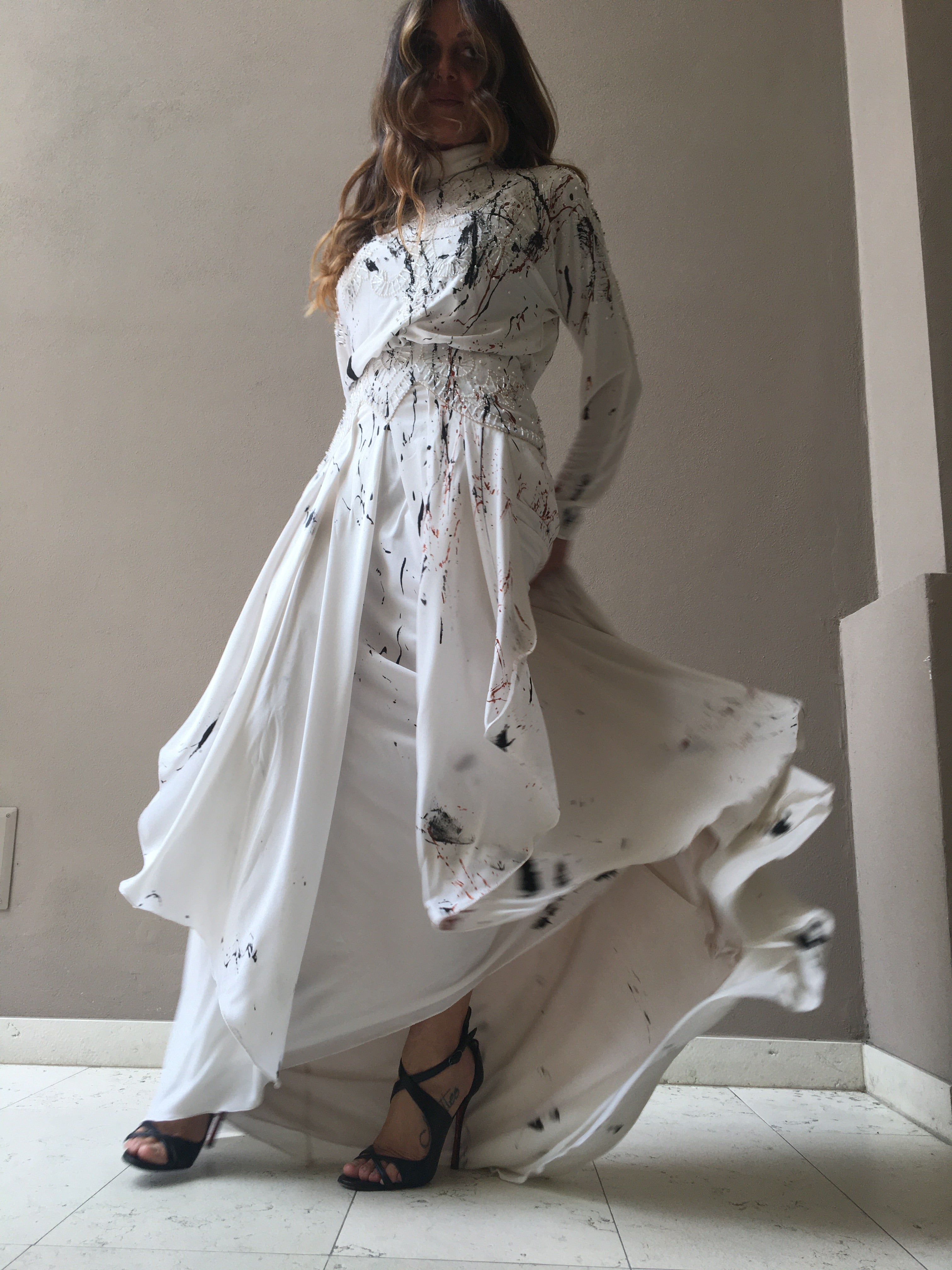 PAINTING STAINS ON EMBROIDERED BRIDAL DRESS 4