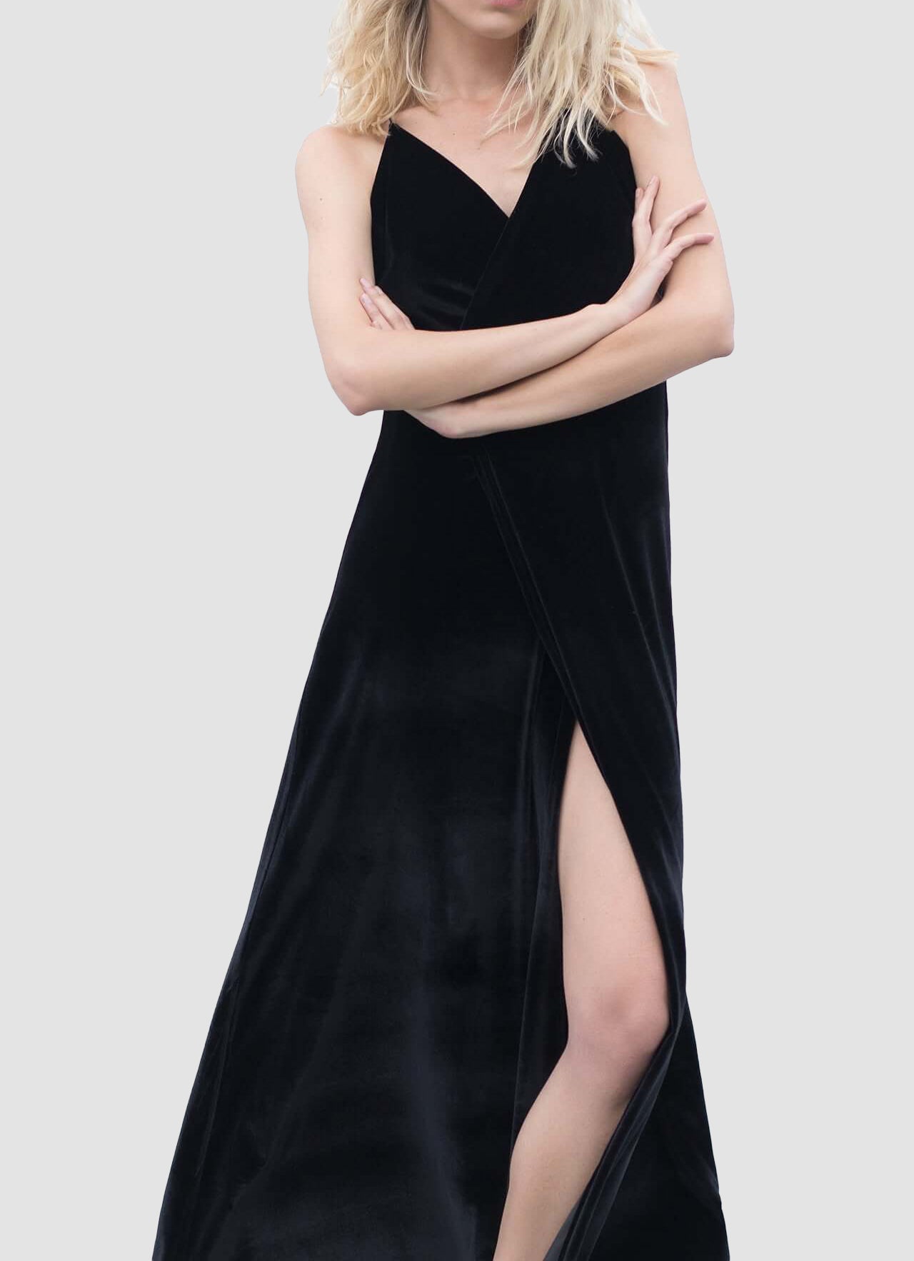 Bareback velvet dress