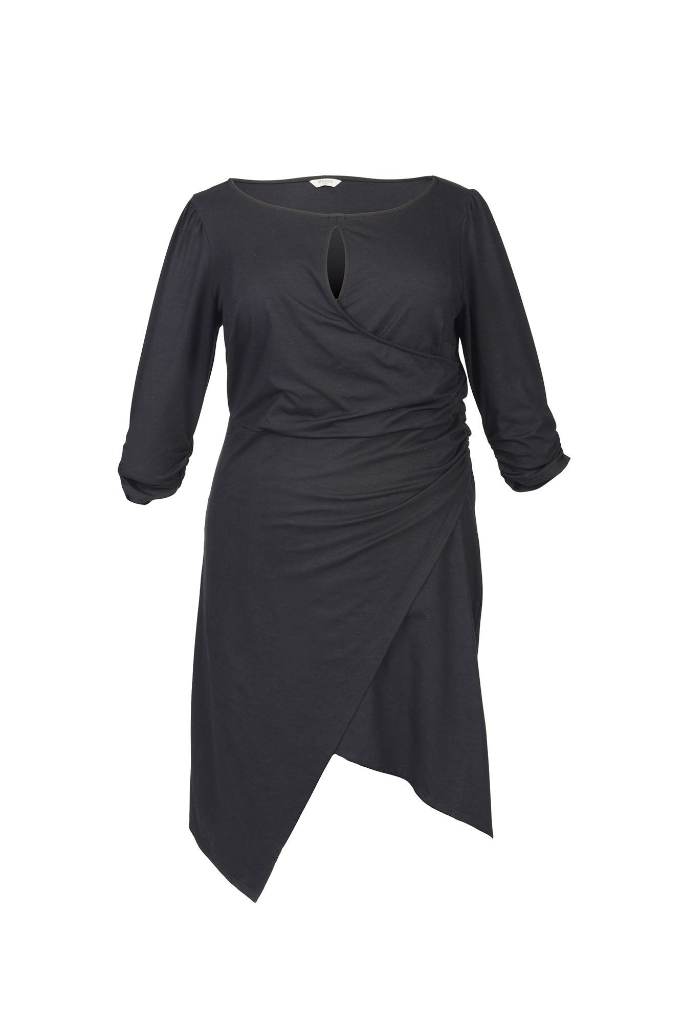 Mayes NYC Lina Keyhole Ruched Waist Dress in Black