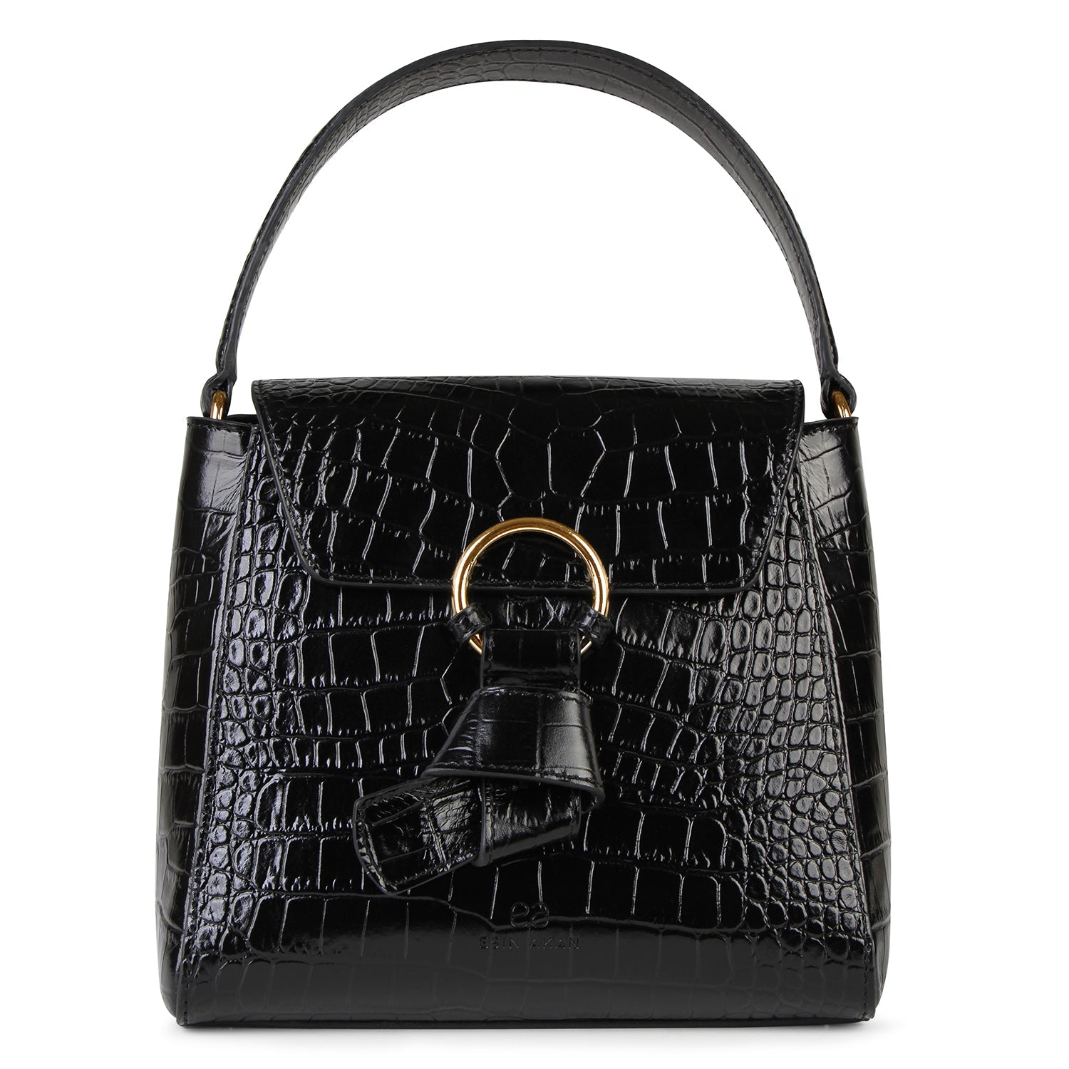 Midi Pimlico, Black Top Handle Bag, Embossed