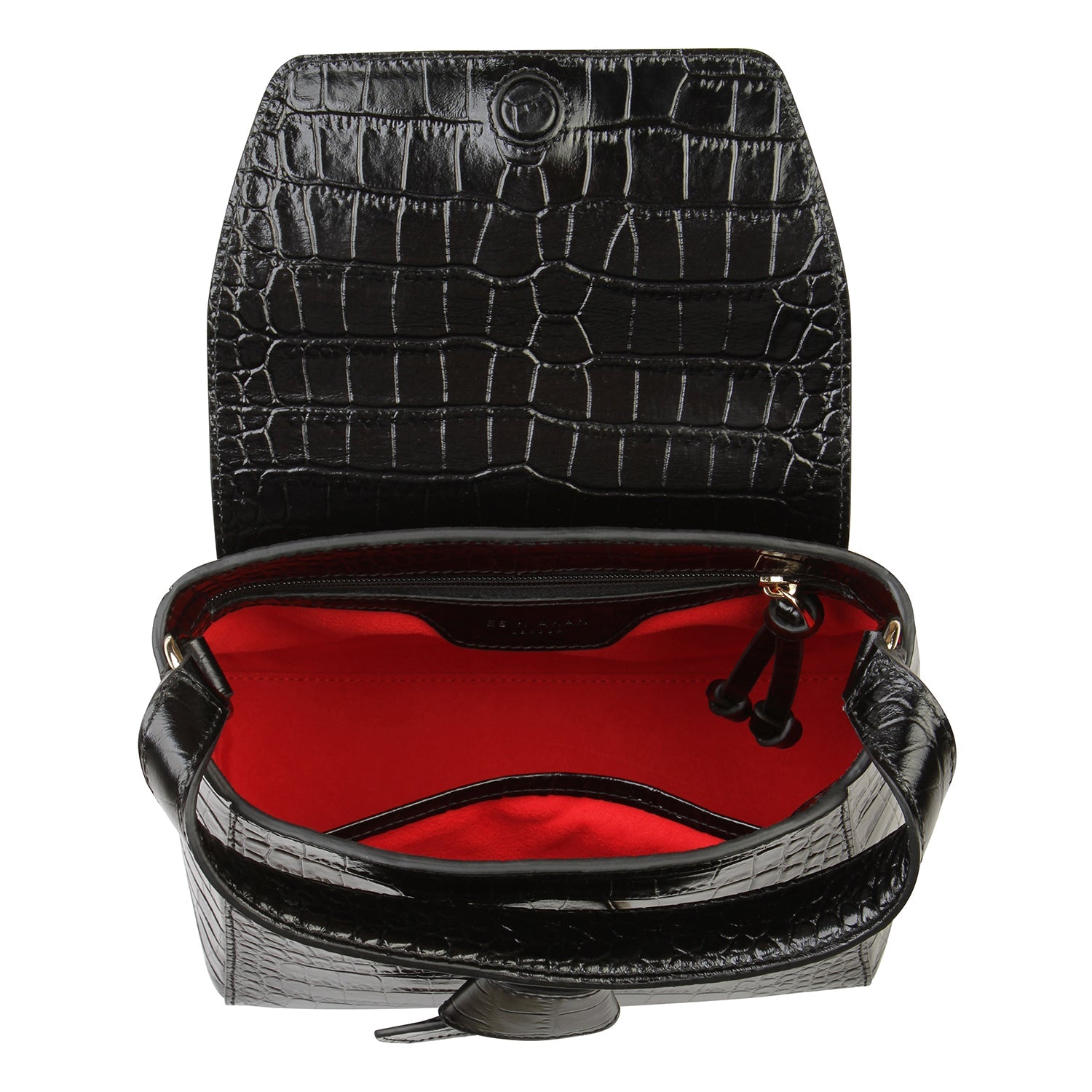 Midi Pimlico, Black Top Handle Bag, Embossed