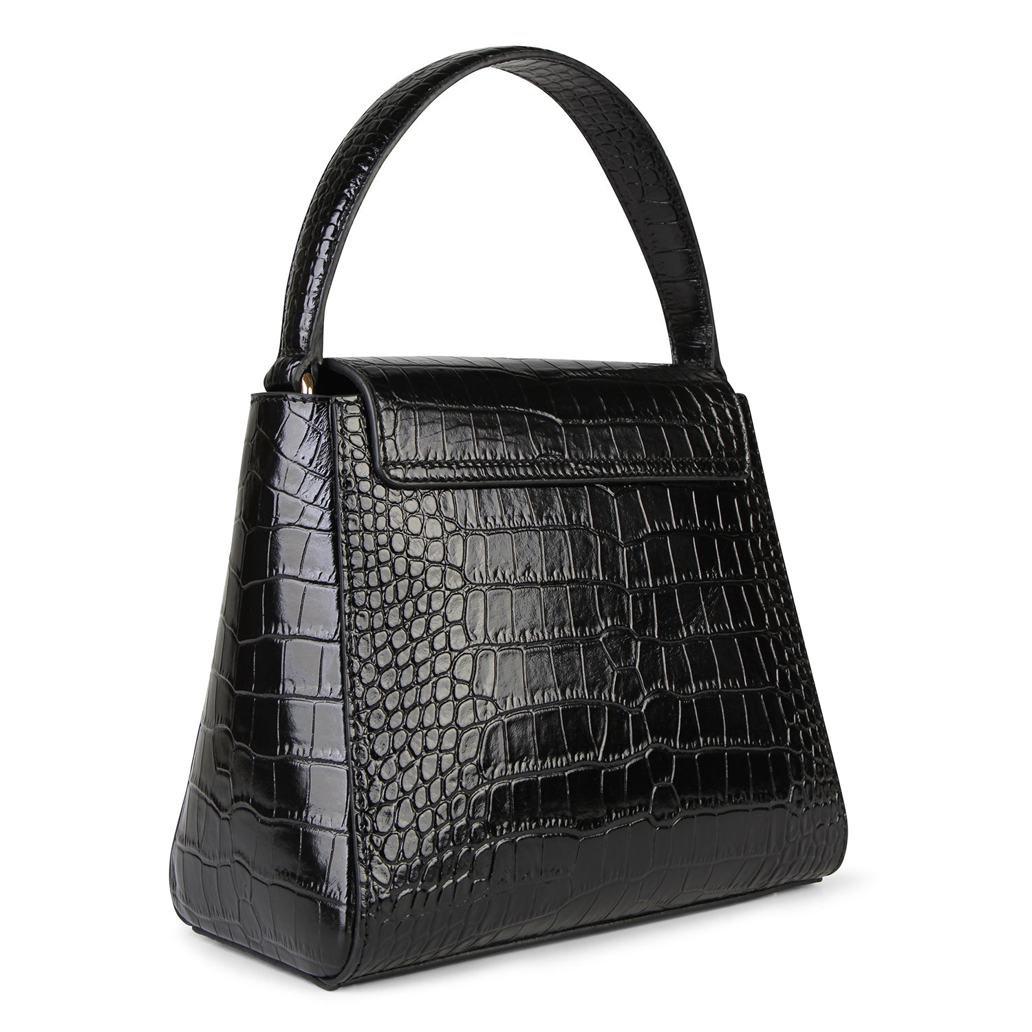 Midi Pimlico, Black Top Handle Bag, Embossed
