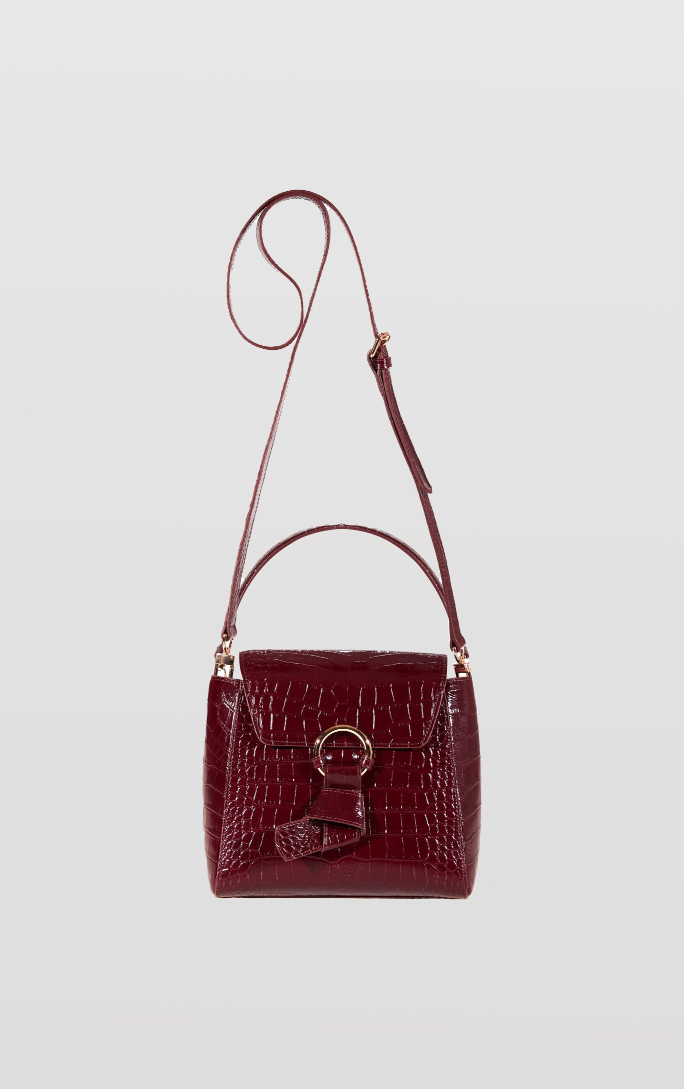 Midi Pimlico, Burgundy Top Handle Bag, Embossed