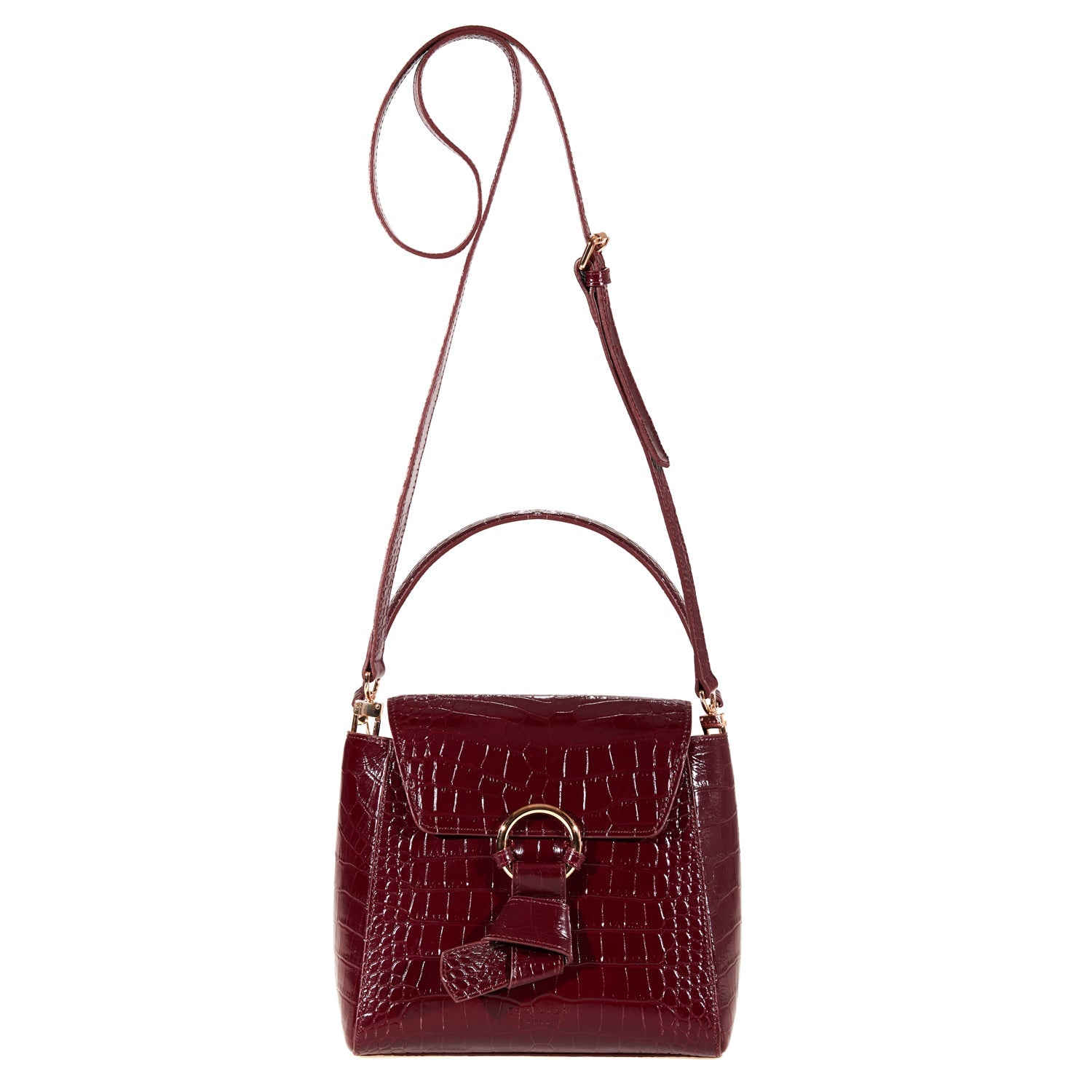 Midi Pimlico, Burgundy Top Handle Bag, Embossed