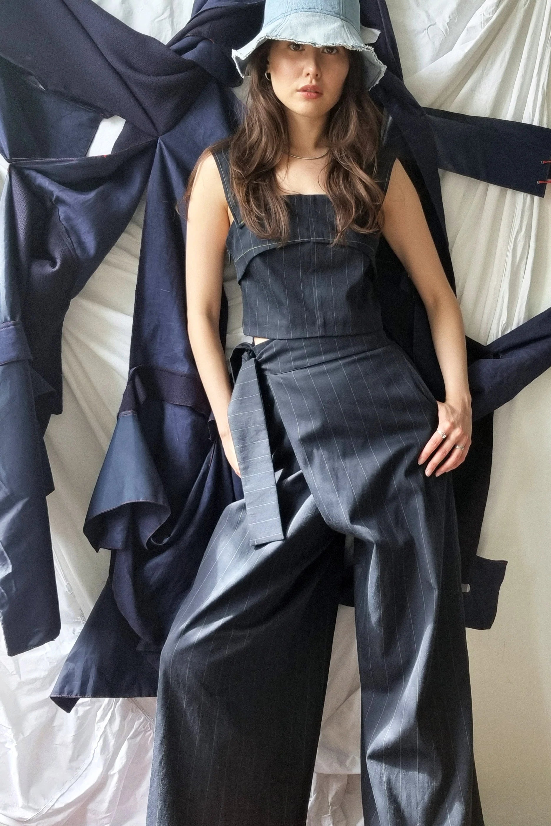 Limited Pinstripe Henley Wrap Trousers