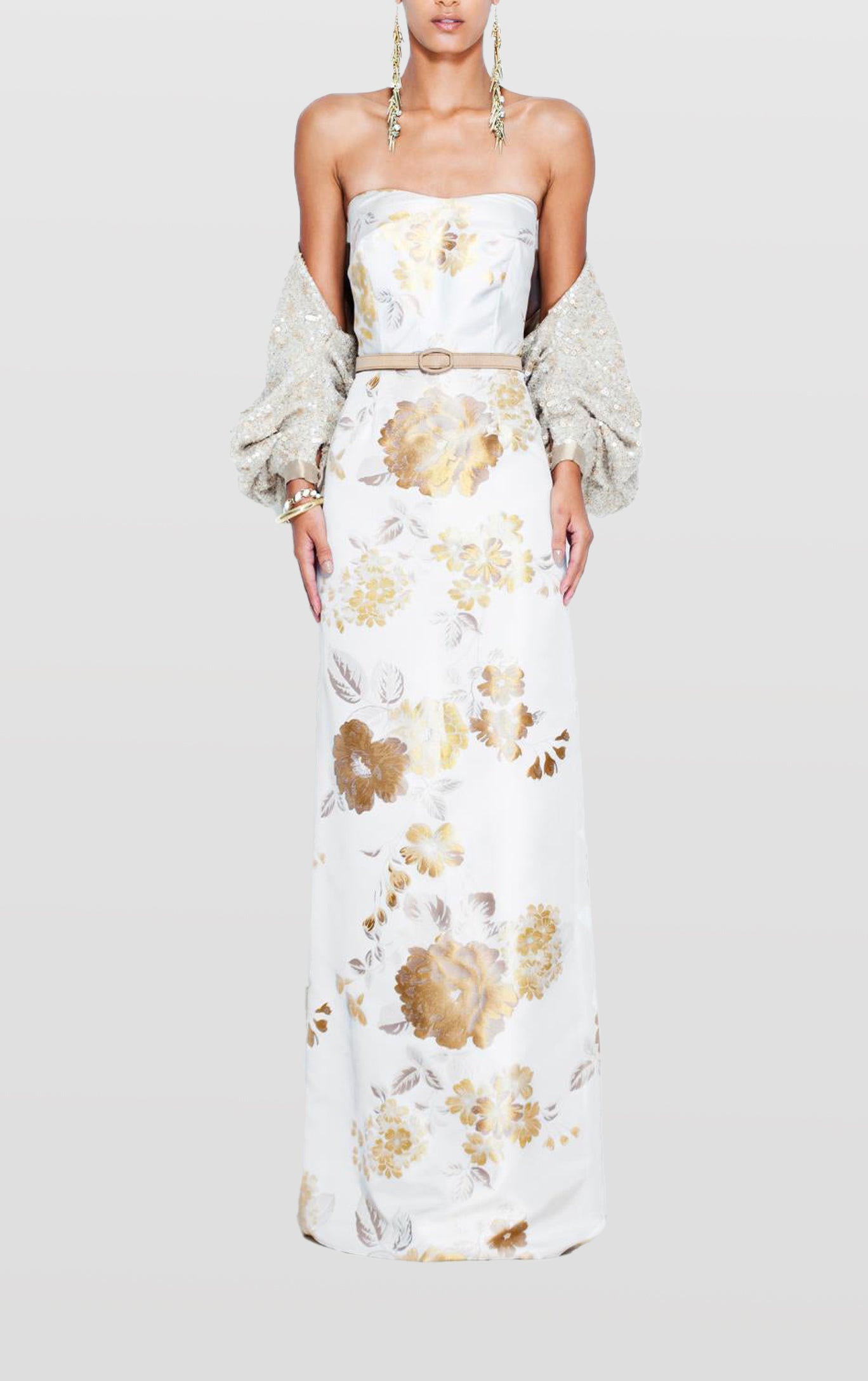 Strapless Column Gown & Bolero