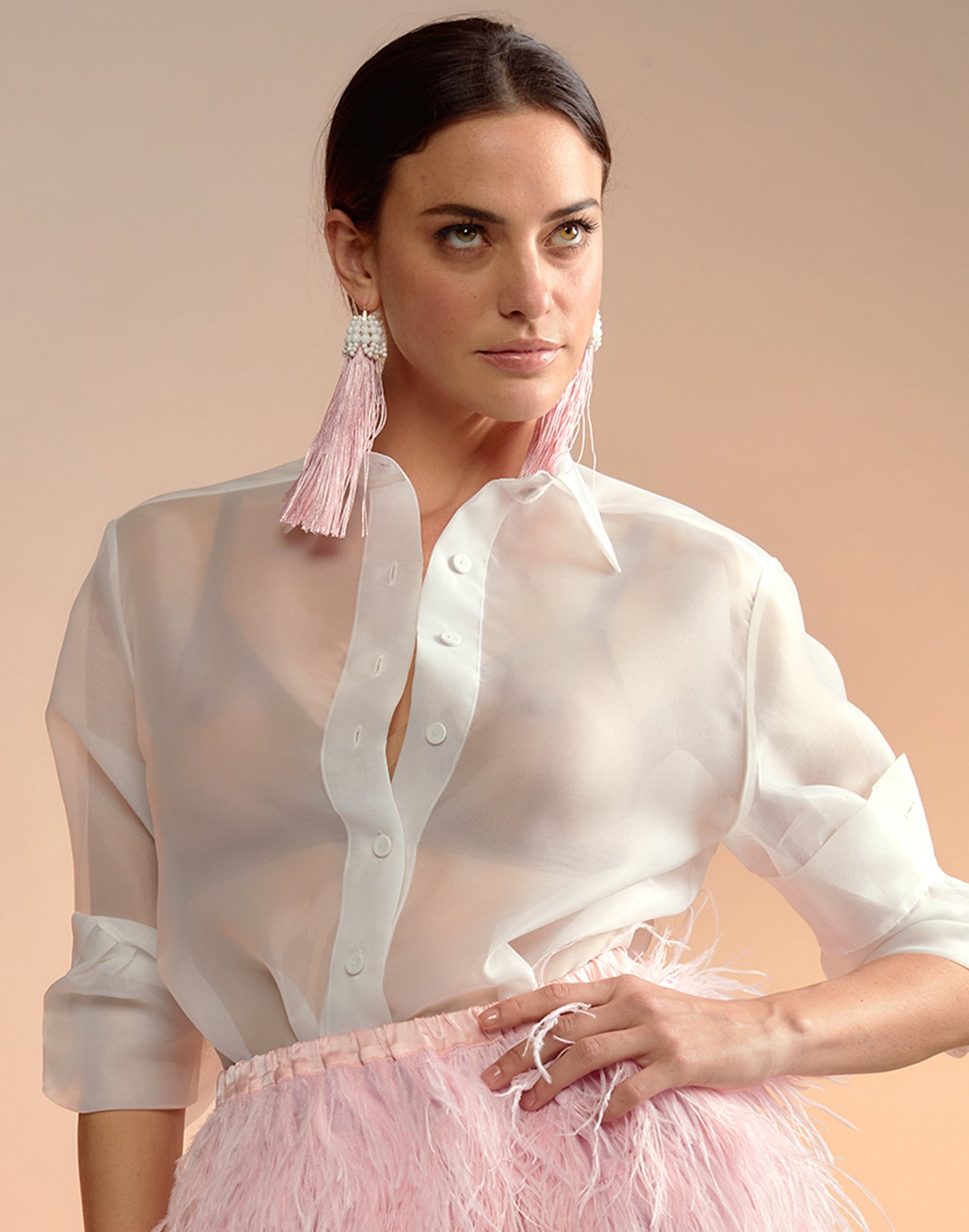 Organza Button Down Shirt