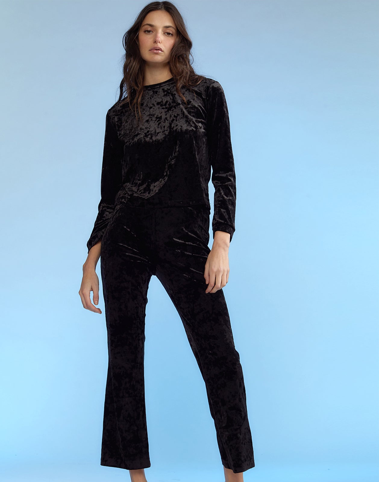 Crushed Velvet Cropped Pants
