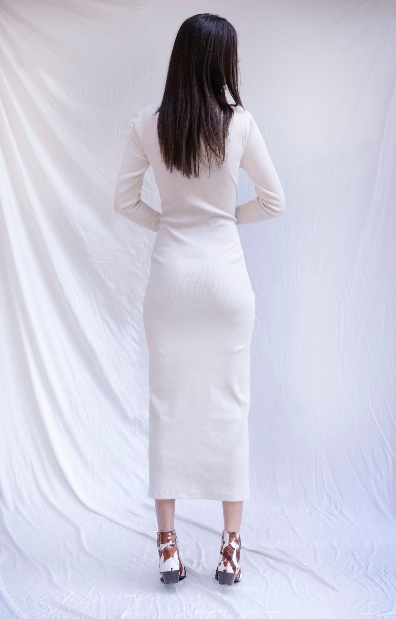 White bodycon ribbed dress