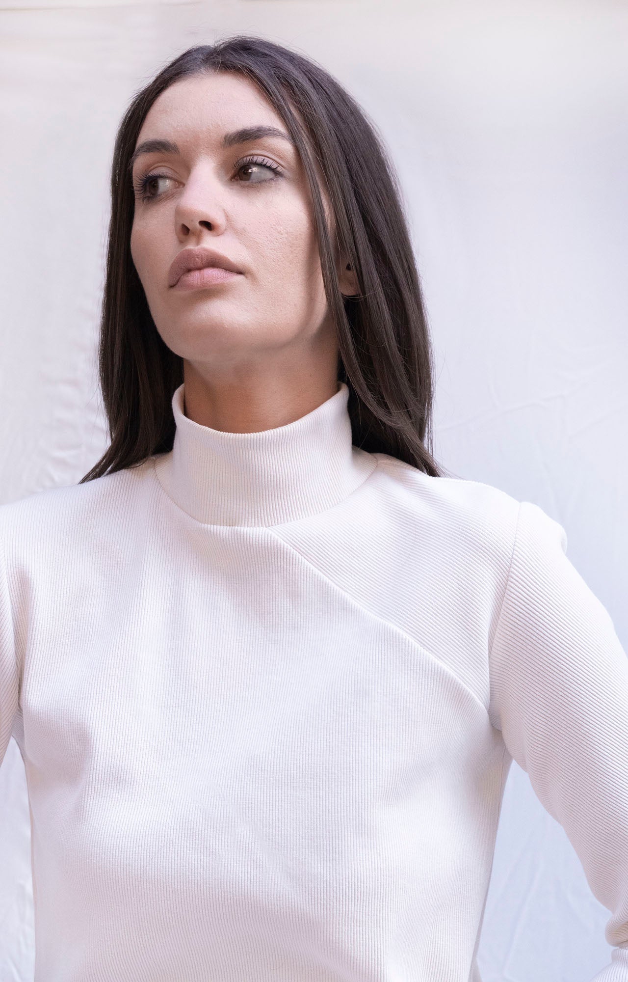 White bodycon ribbed dress
