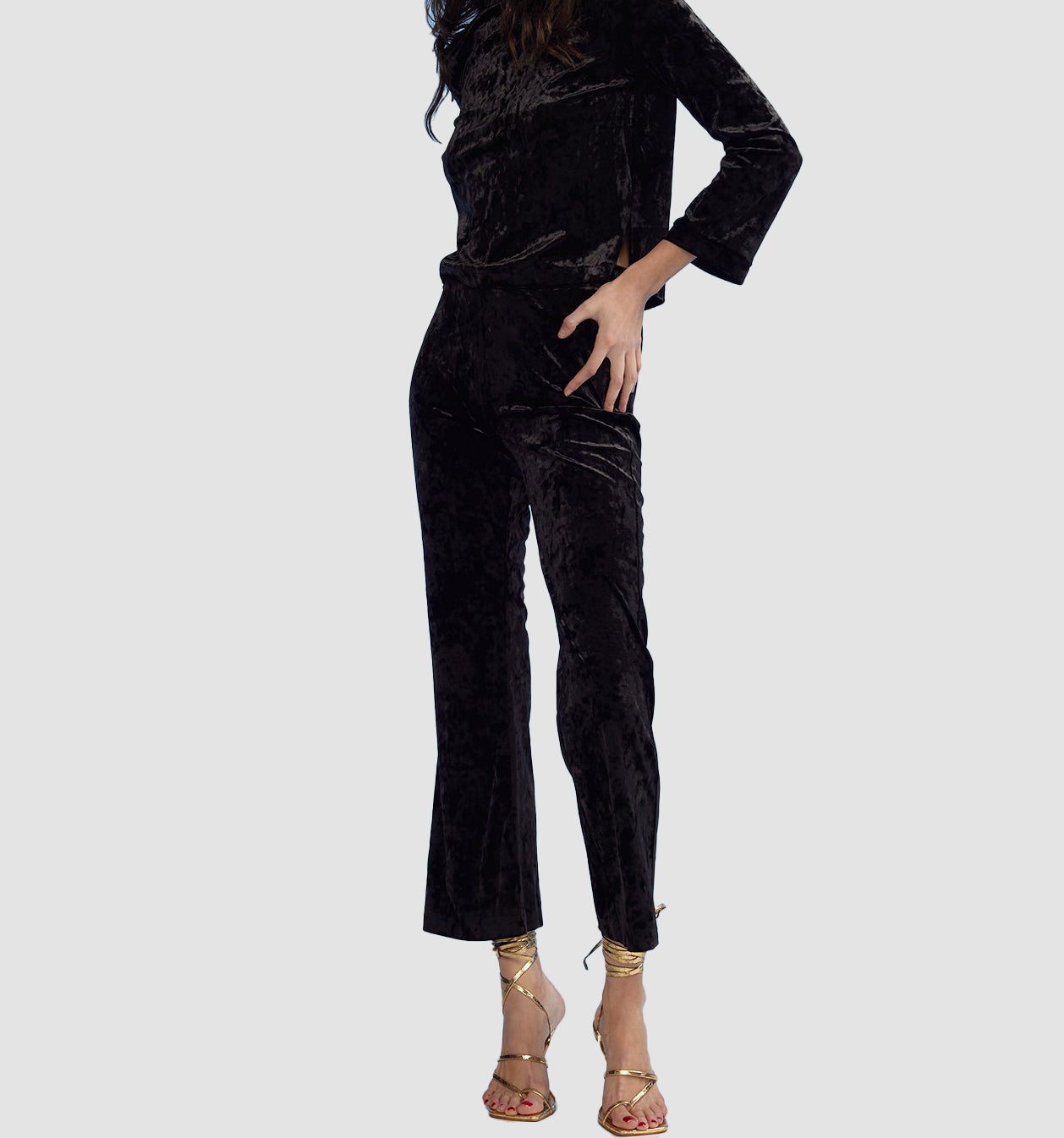Crushed Velvet Cropped Pants