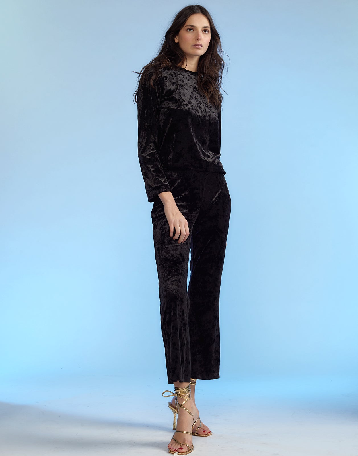 Crushed Velvet Cropped Pants