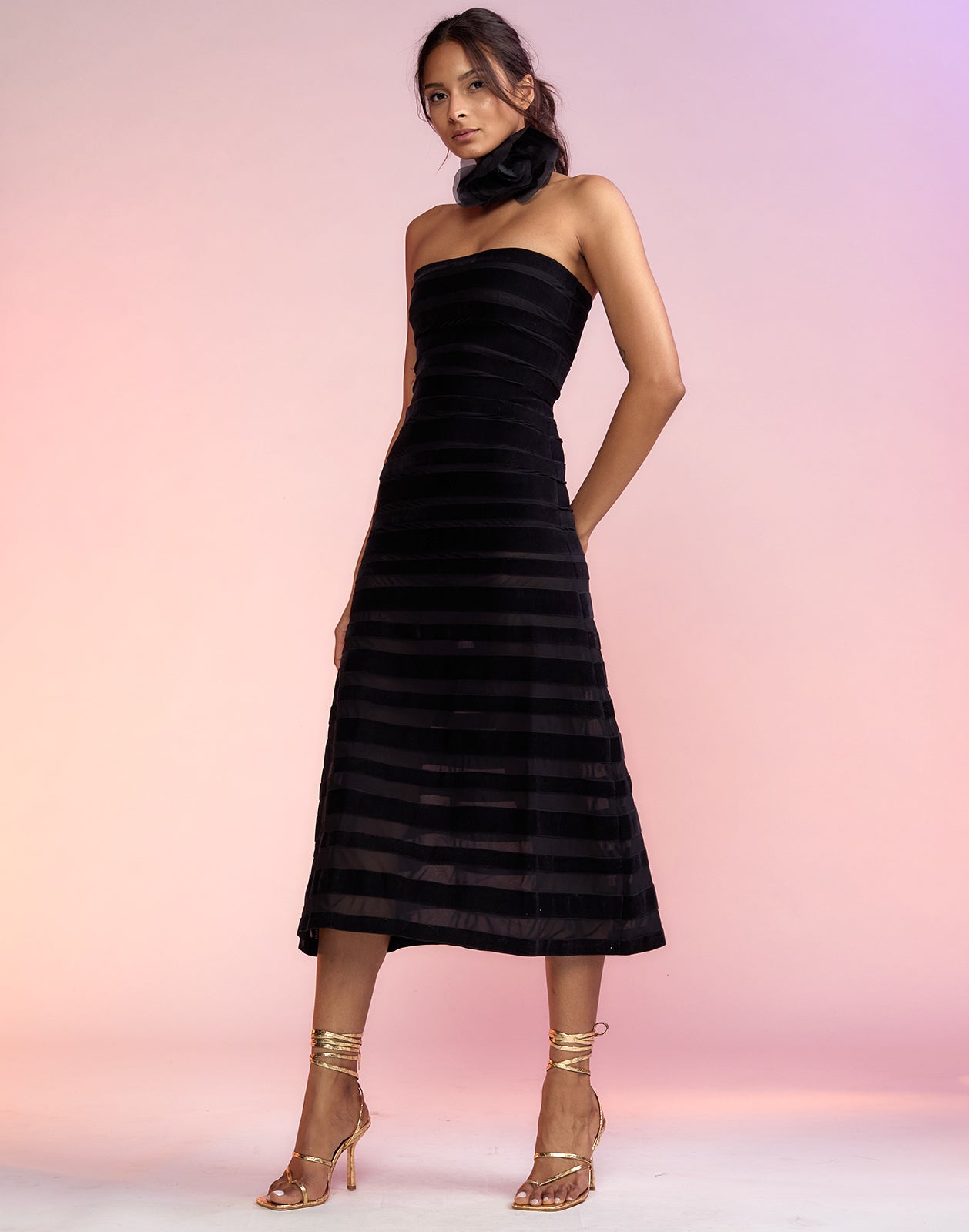 Velvet Ribbon Midi Dress