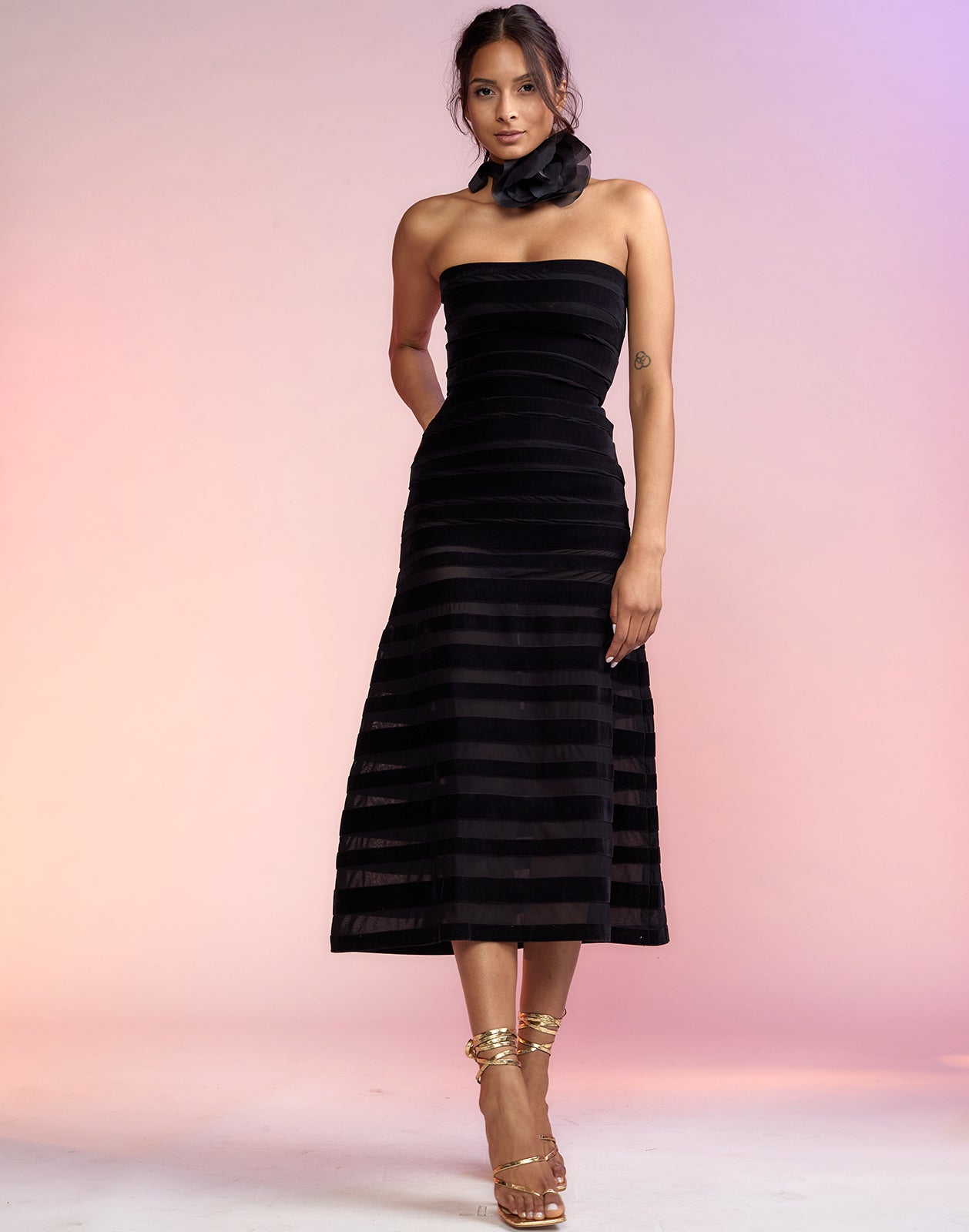Velvet Ribbon Midi Dress