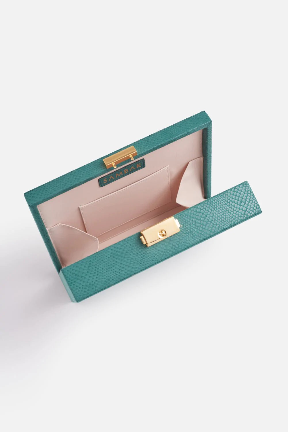 Sambar vegan handbag - Clutch Forest Green - Open