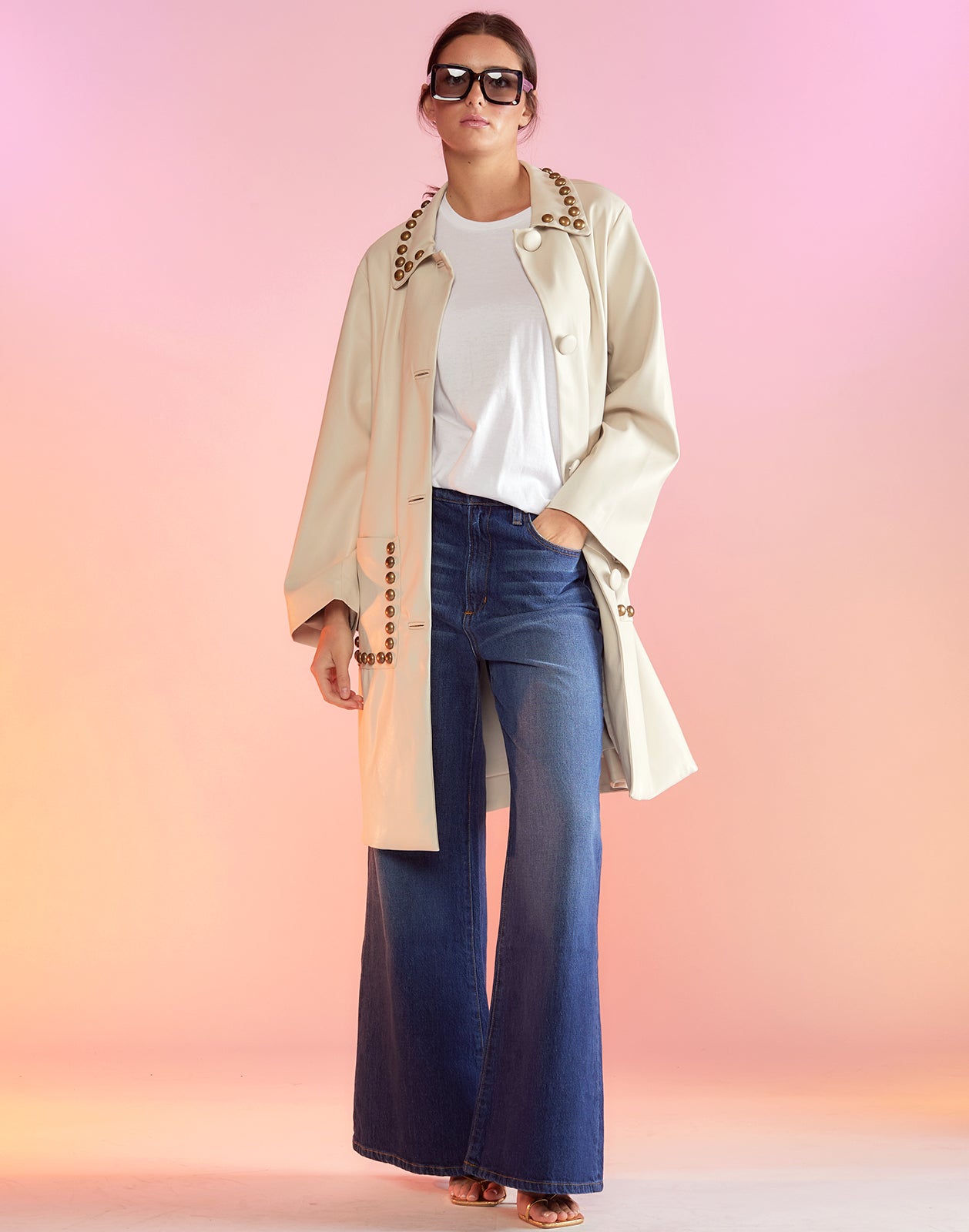 Vegan Studded Leather Coat