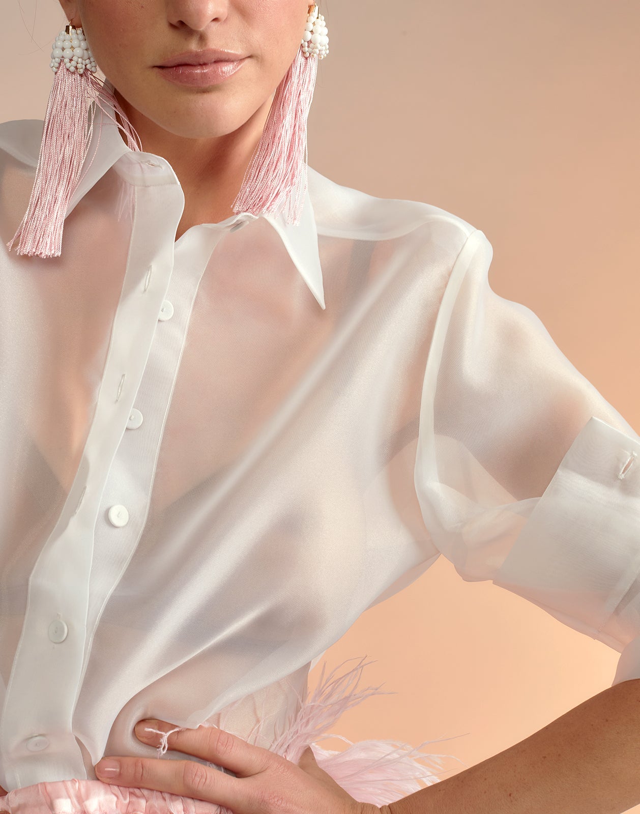 Organza Button Down Shirt